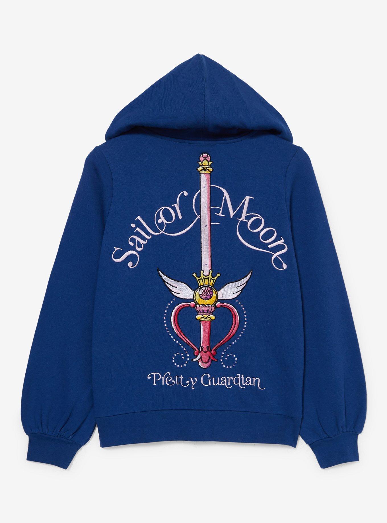 Pretty Guardian Sailor Moon Bow Women's Zippered Hoodie - BoxLunch Exclusive, NAVY, alternate