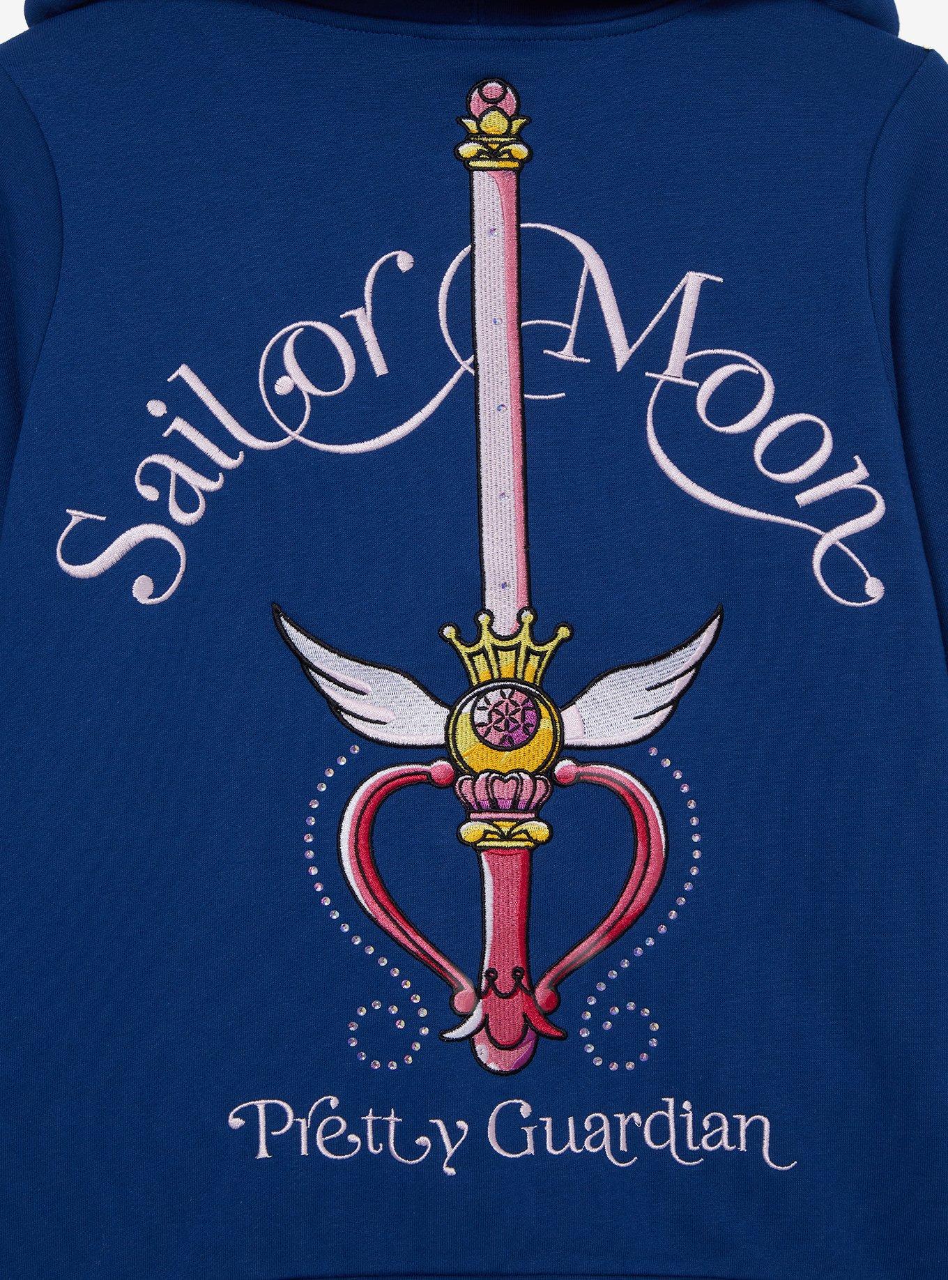 Pretty Guardian Sailor Moon Bow Women's Plus Size Zippered Hoodie - BoxLunch Exclusive, NAVY, alternate