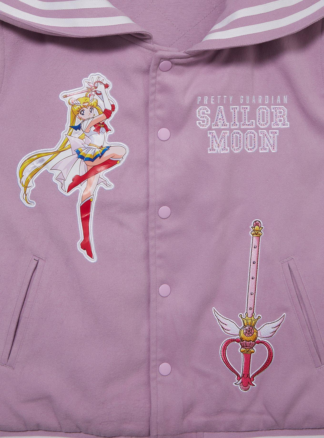 Pretty Guardian Sailor Moon Icons Women's Plus Size Varsity Jacket - BoxLunch Exclusive, LIGHT PURPLE, alternate