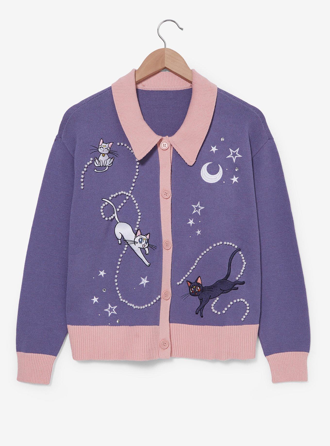 Pretty Guardian Sailor Moon Luna, Artemis, & Diana Starry Women's Cardigan - BoxLunch Exclusive, , hi-res