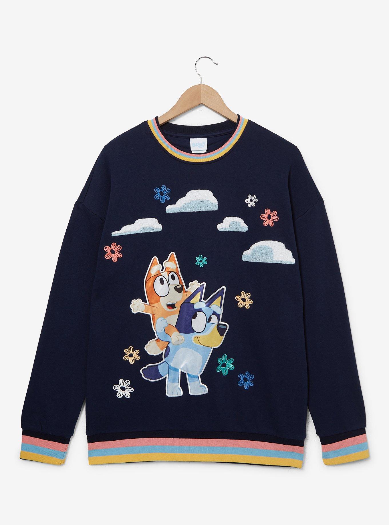 Bluey Bingo & Bluey Floral Cloud Crewneck &mdash; BoxLunch Exclusive, NAVY, alternate