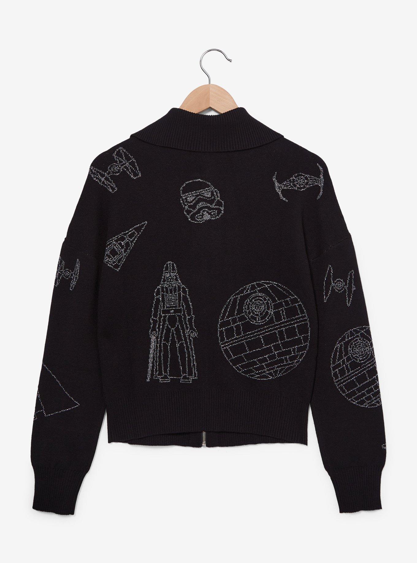 Star Wars Dark Side Icons Zippered Women's Sweater - BoxLunch Exclusive, CHARCOAL, alternate