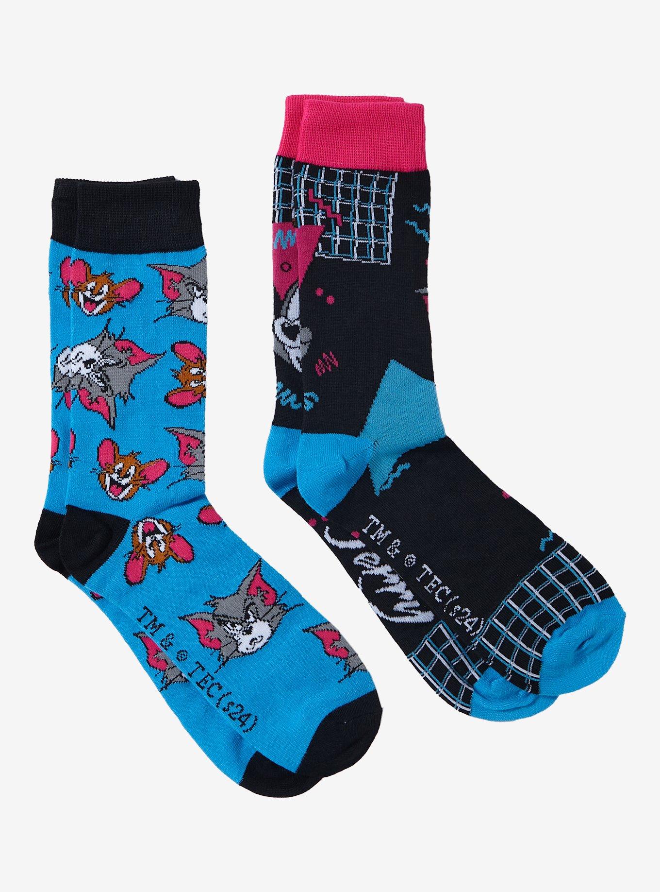 Tom And Jerry '90s Design Crew Socks 2 Pair, , alternate