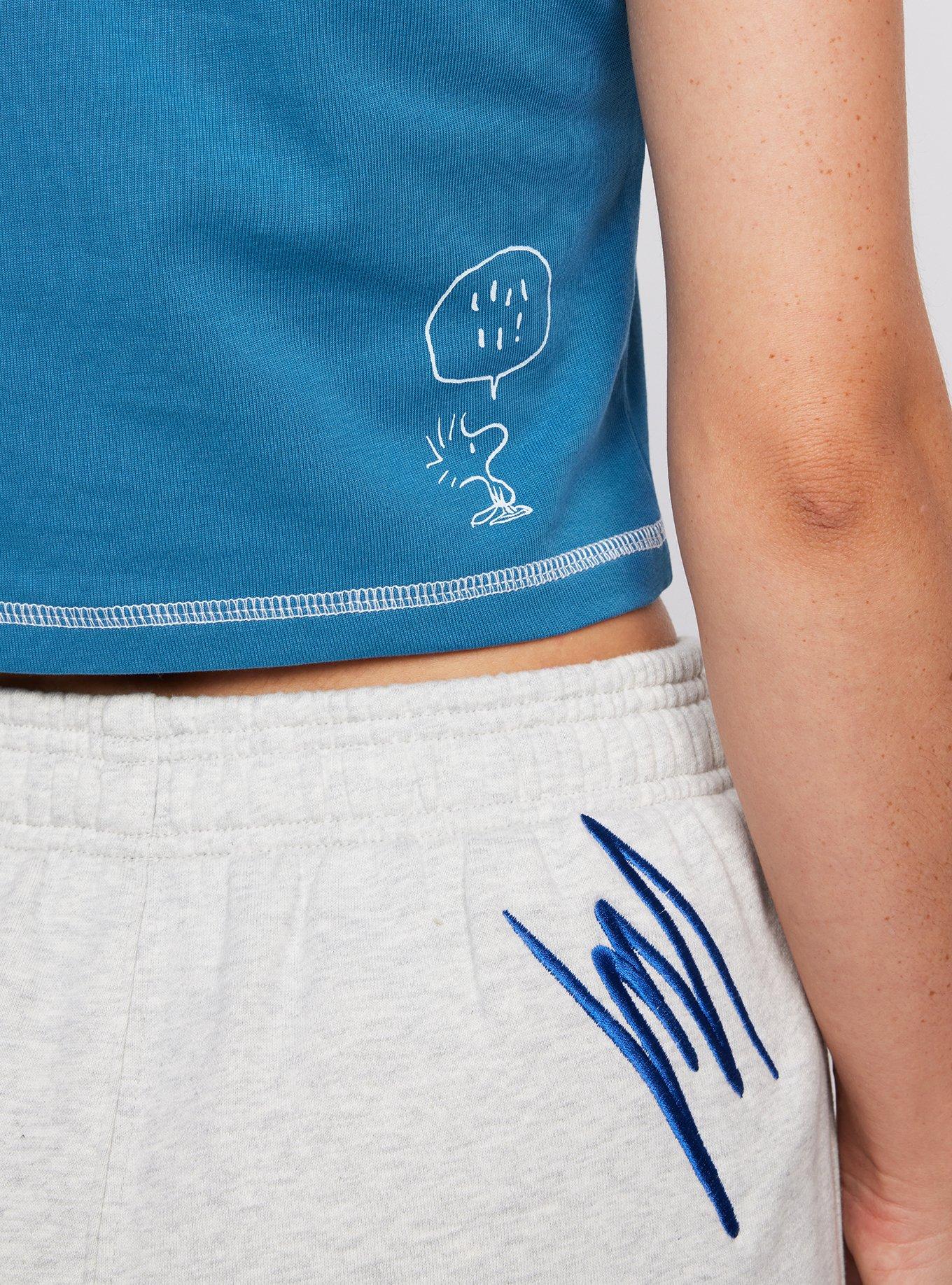 Samii Ryan Snoopy and Woodstock Good Things Women's Cropped T-Shirt, BLUE, alternate