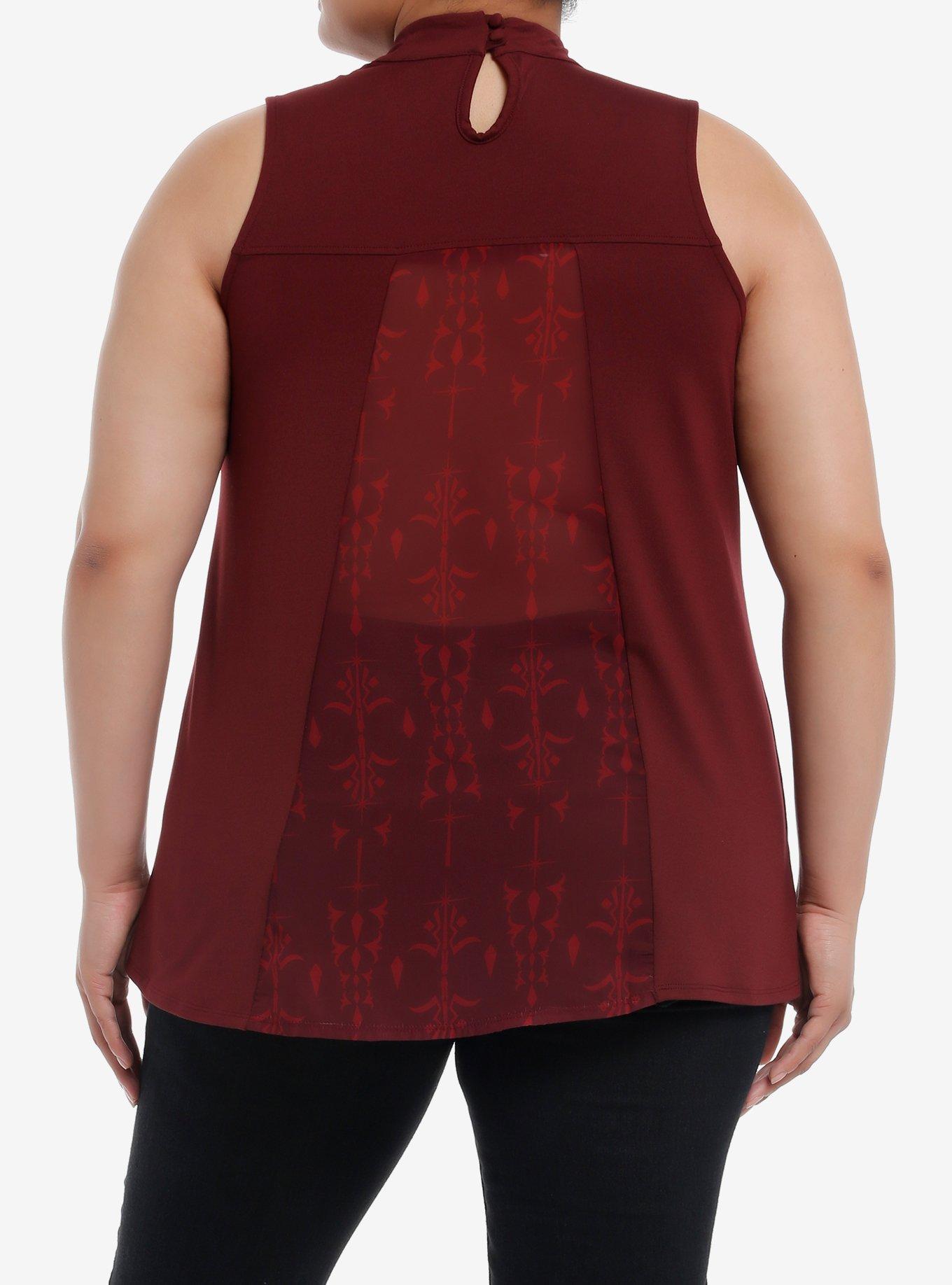 Her Universe Star Wars Ahsoka Tano Burgundy Cutout Tank Top Plus Size Her Universe Exclusive, BURGUNDY, alternate