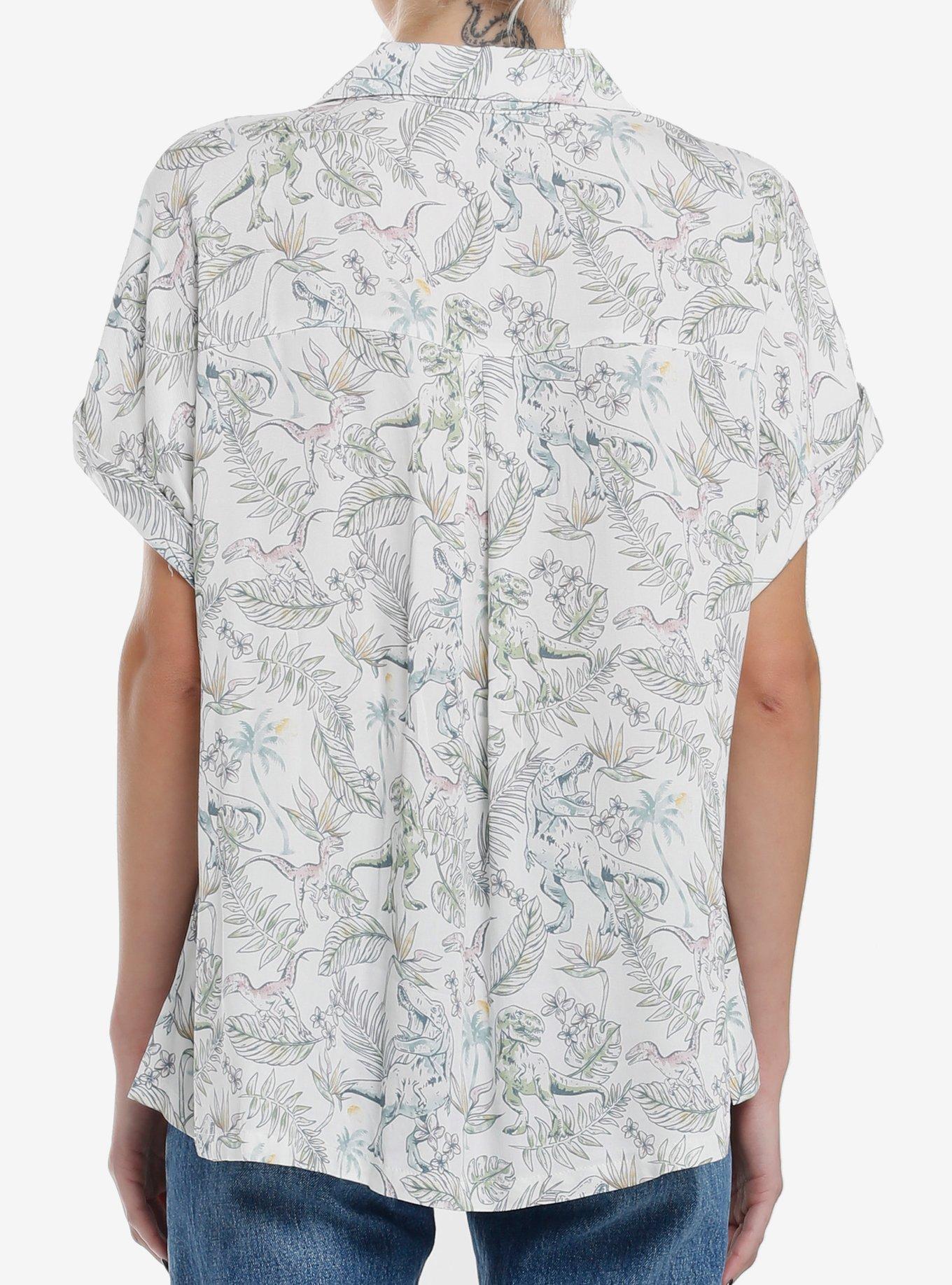 Her Universe Jurassic Park Floral Woven Button-Up Her Universe Exclusive, MULTI, alternate