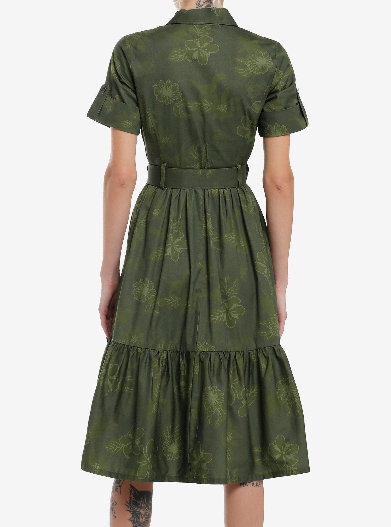 Her Universe Jurassic Park Green Floral Retro Dress Her Universe Exclusive, OLIVE, alternate