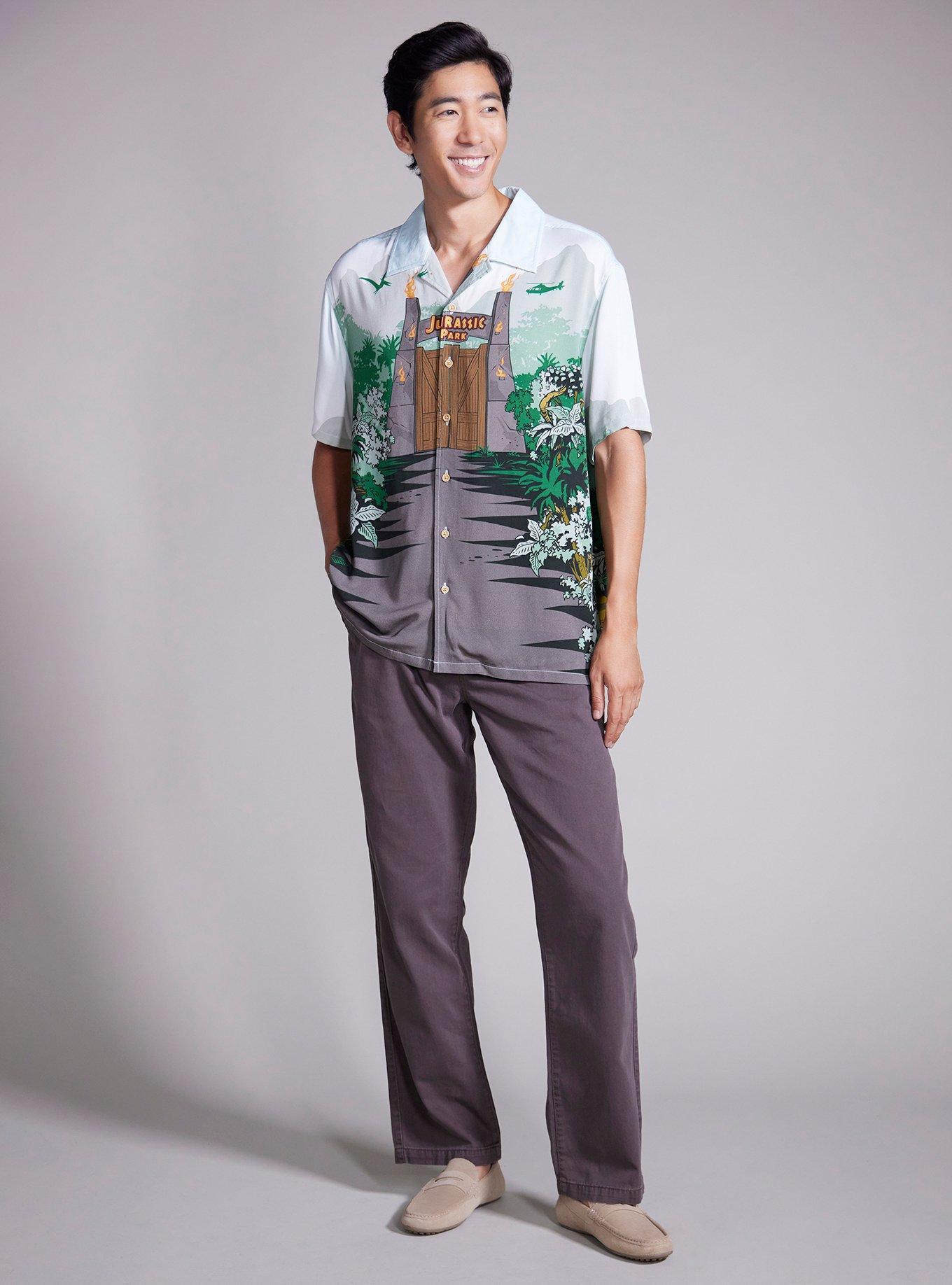 Our Universe Jurassic Park Main Gates Woven Button-Up Our Universe Exclusive, , hi-res