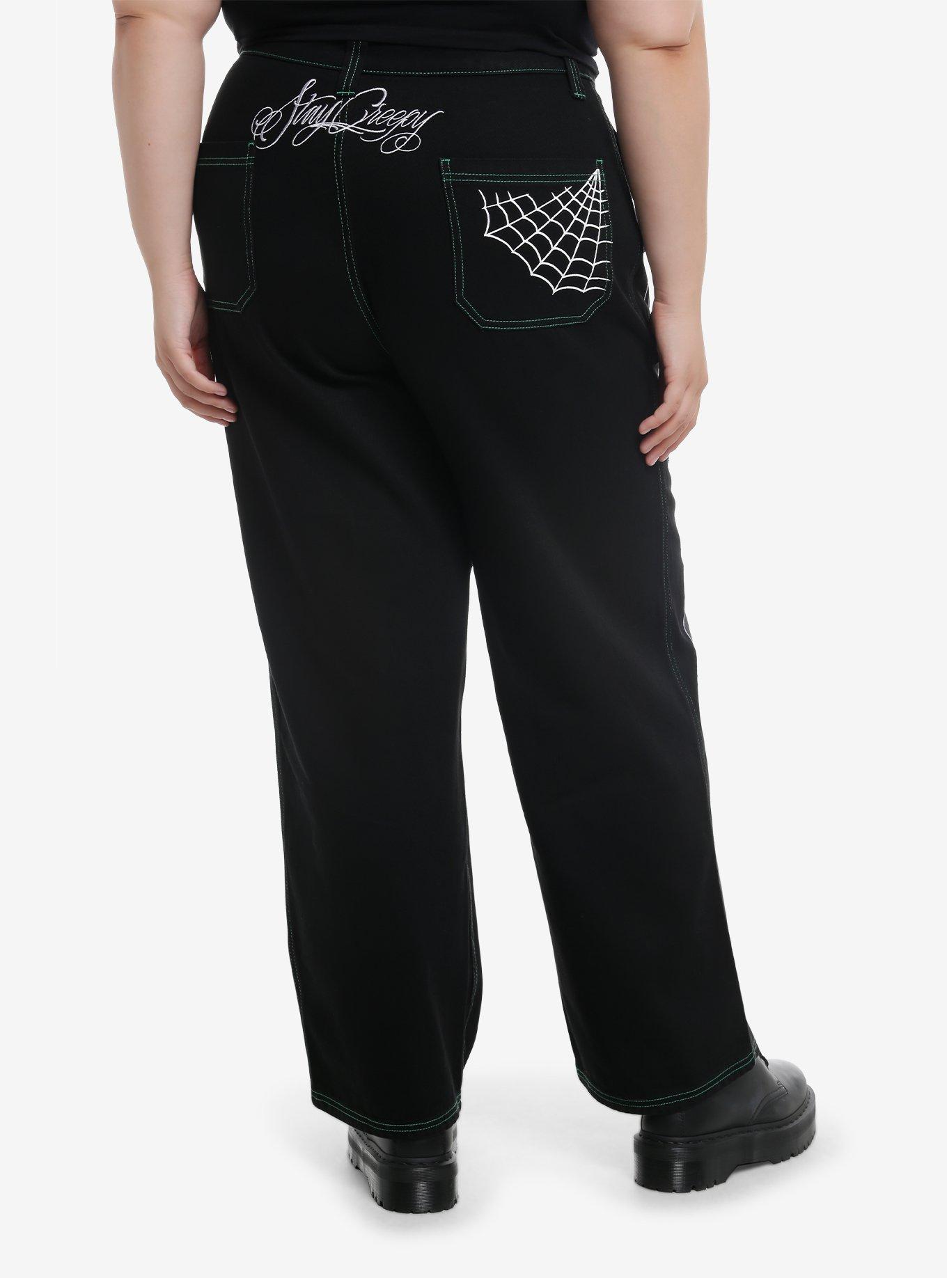 Universal Monsters X Maxx242 Frankenstein & The Bride Of Frankenstein Patches Wide Leg Jeans Plus Size Hot Topic Exclusive, , alternate