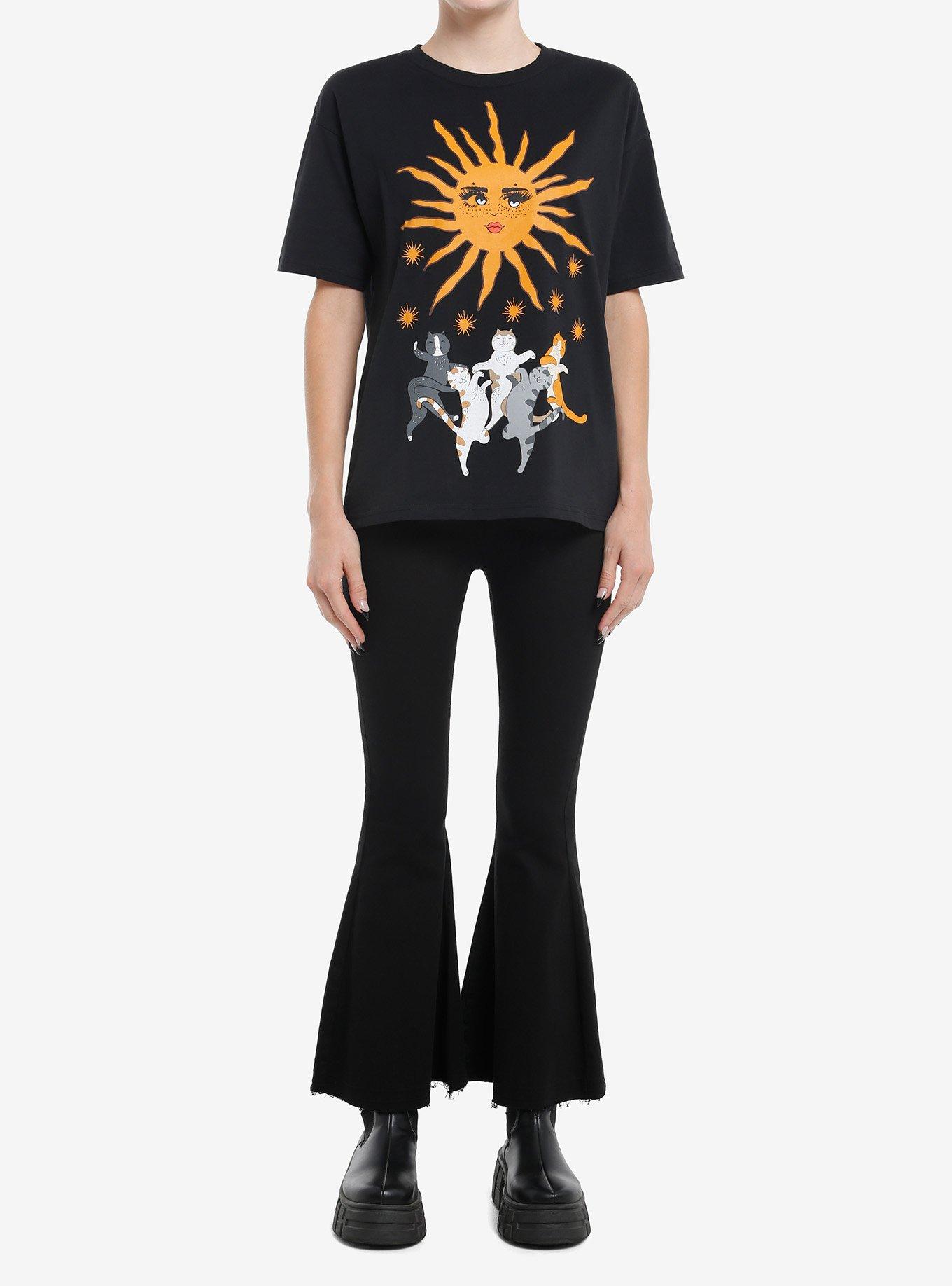 Cats Dancing Sun Girls Oversized T-Shirt, MULTI, alternate