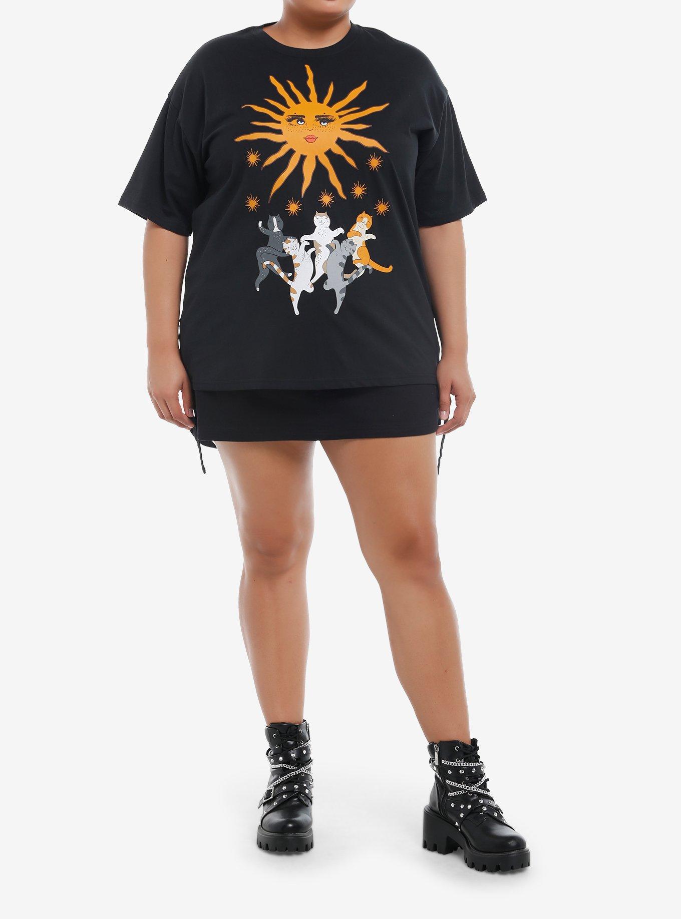 Cats Dancing Sun Girls Oversized T-Shirt Plus Size, , hi-res