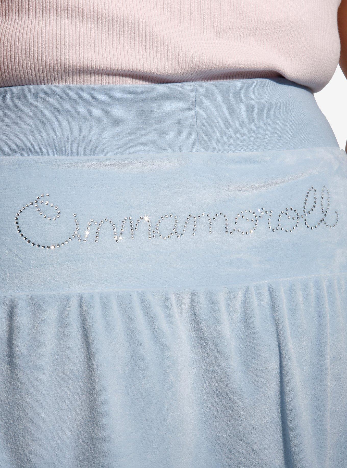 Cinnamoroll Rhinestone Pastel Blue Velour Skirt Plus