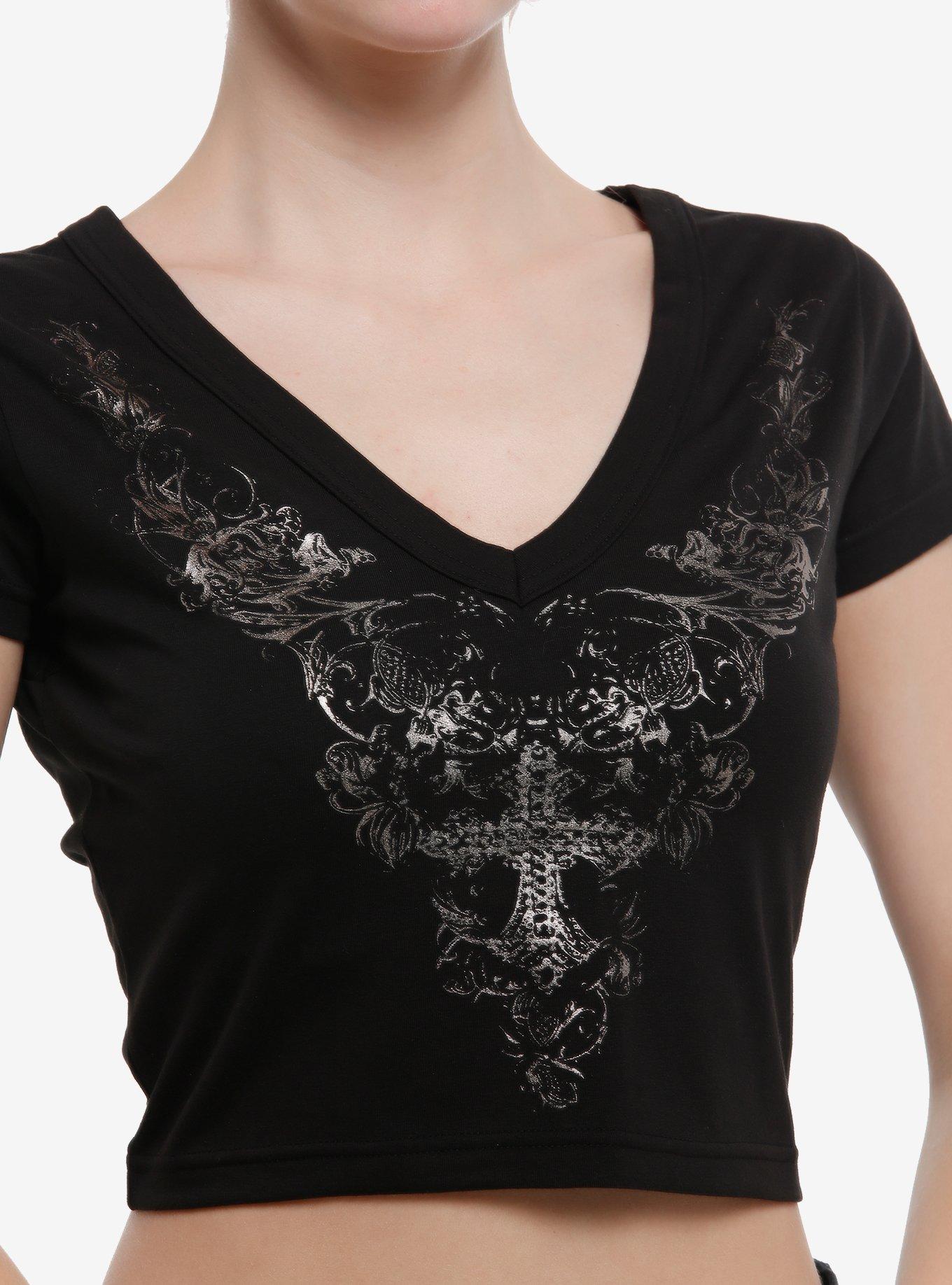 Silver Cross Floral Filigree Girls Baby T-Shirt, IVORY, alternate