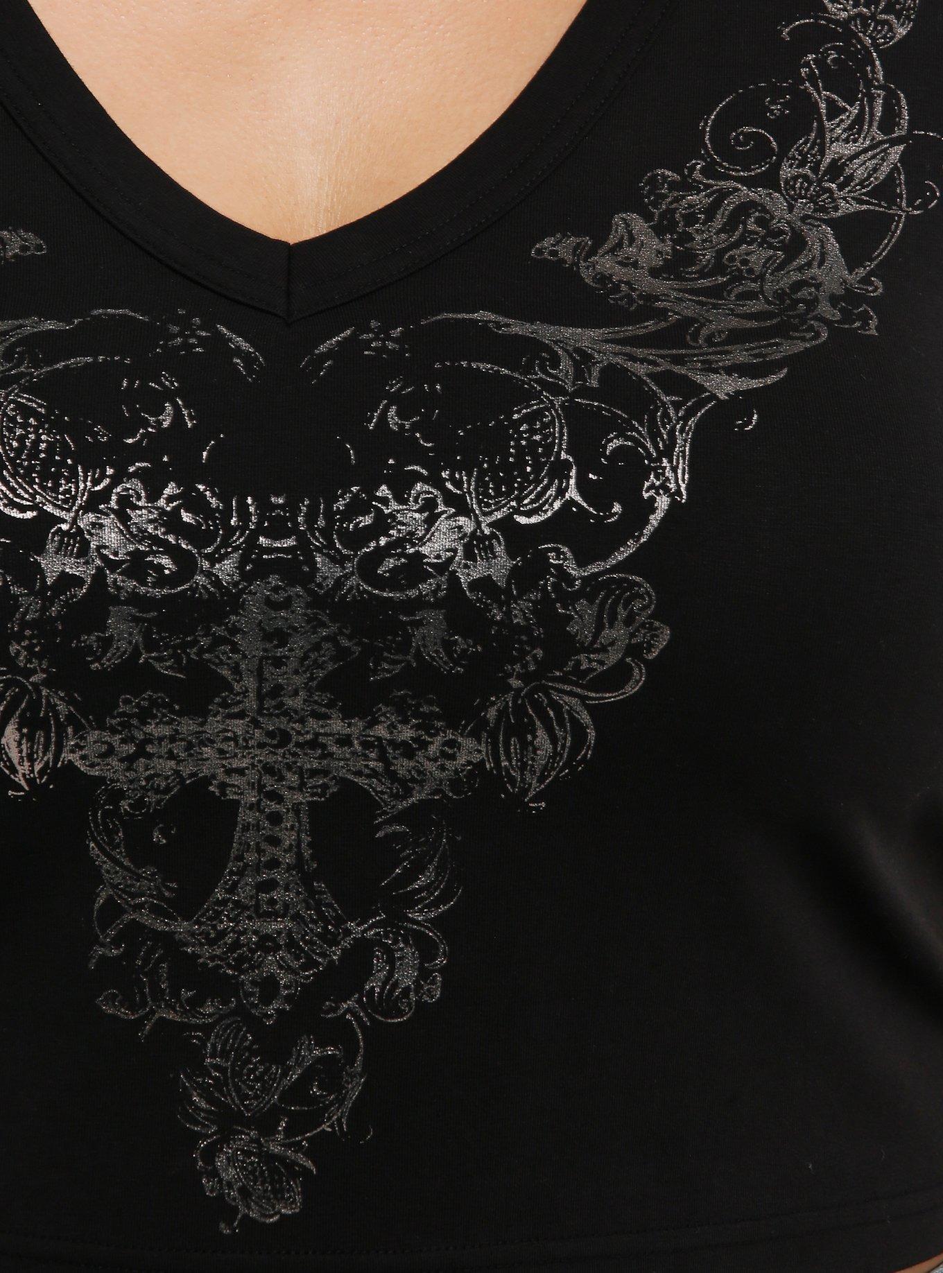 Silver Cross Floral Filigree Girls Baby T-Shirt Plus Size, IVORY, alternate