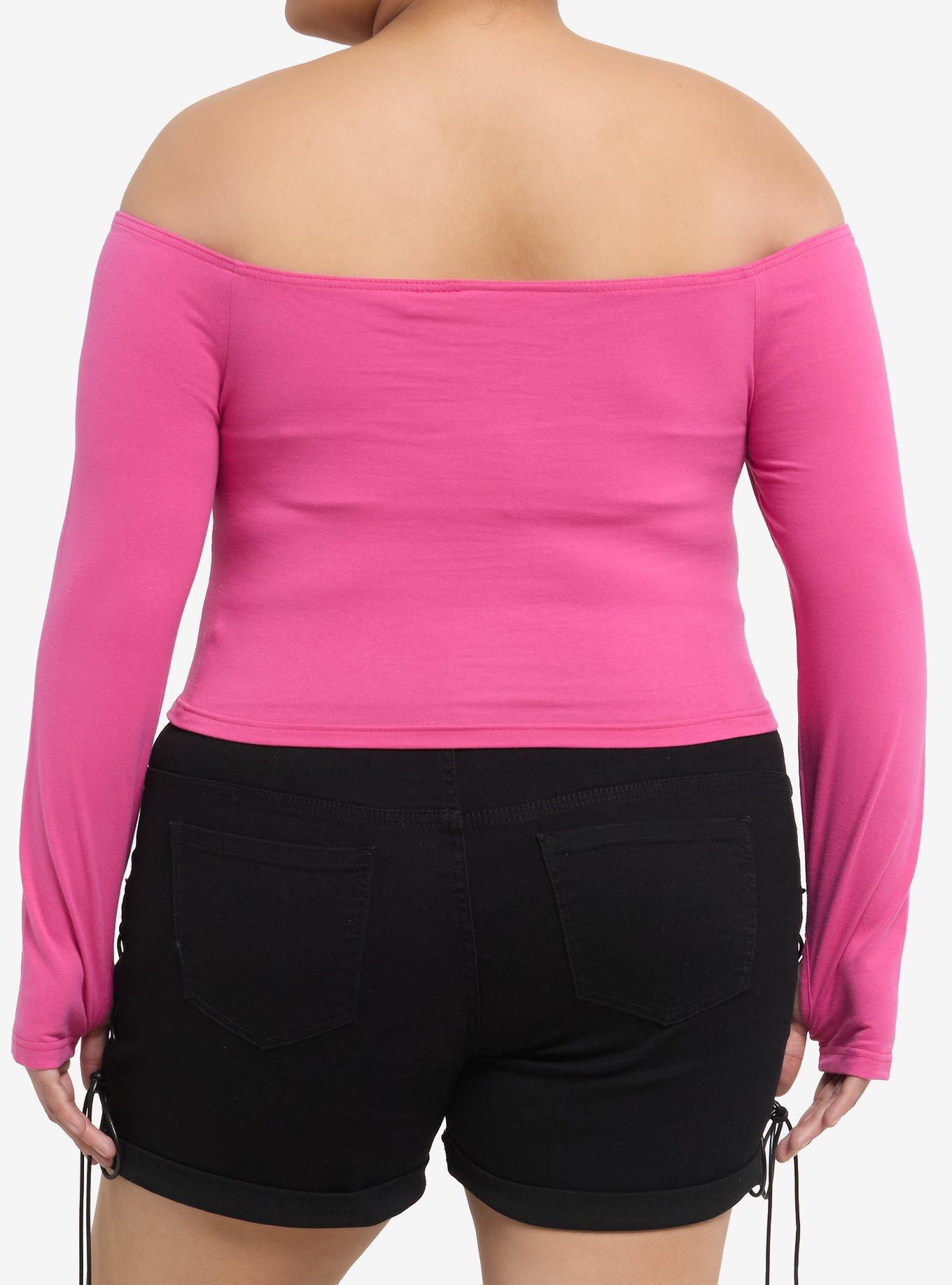 Daisy Street Metal Angel Pink Girls Off-Shoulder Top Plus