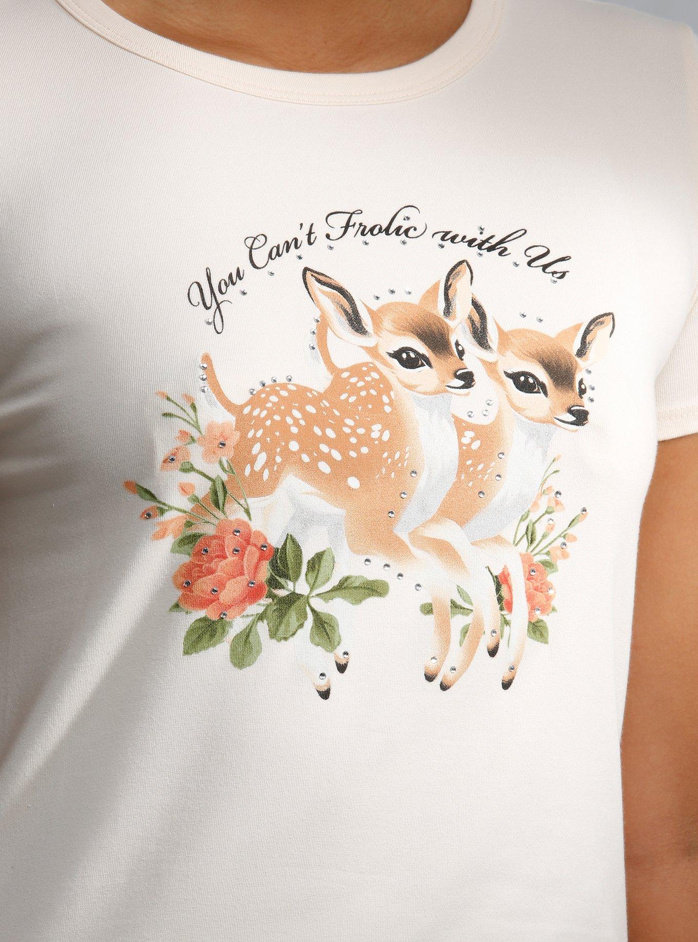 Thorn & Fable Can't Frolic With Us Fitted Girls T-Shirt, BROWN, alternate