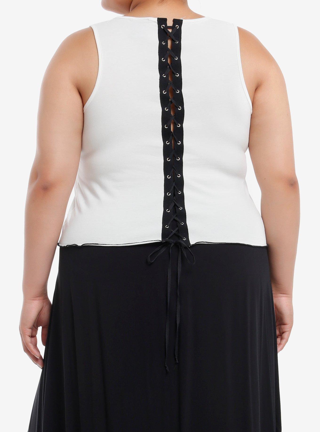 Social Collision Sacred Heart Lace-Up Back Girls Tank Top Plus Size, , hi-res