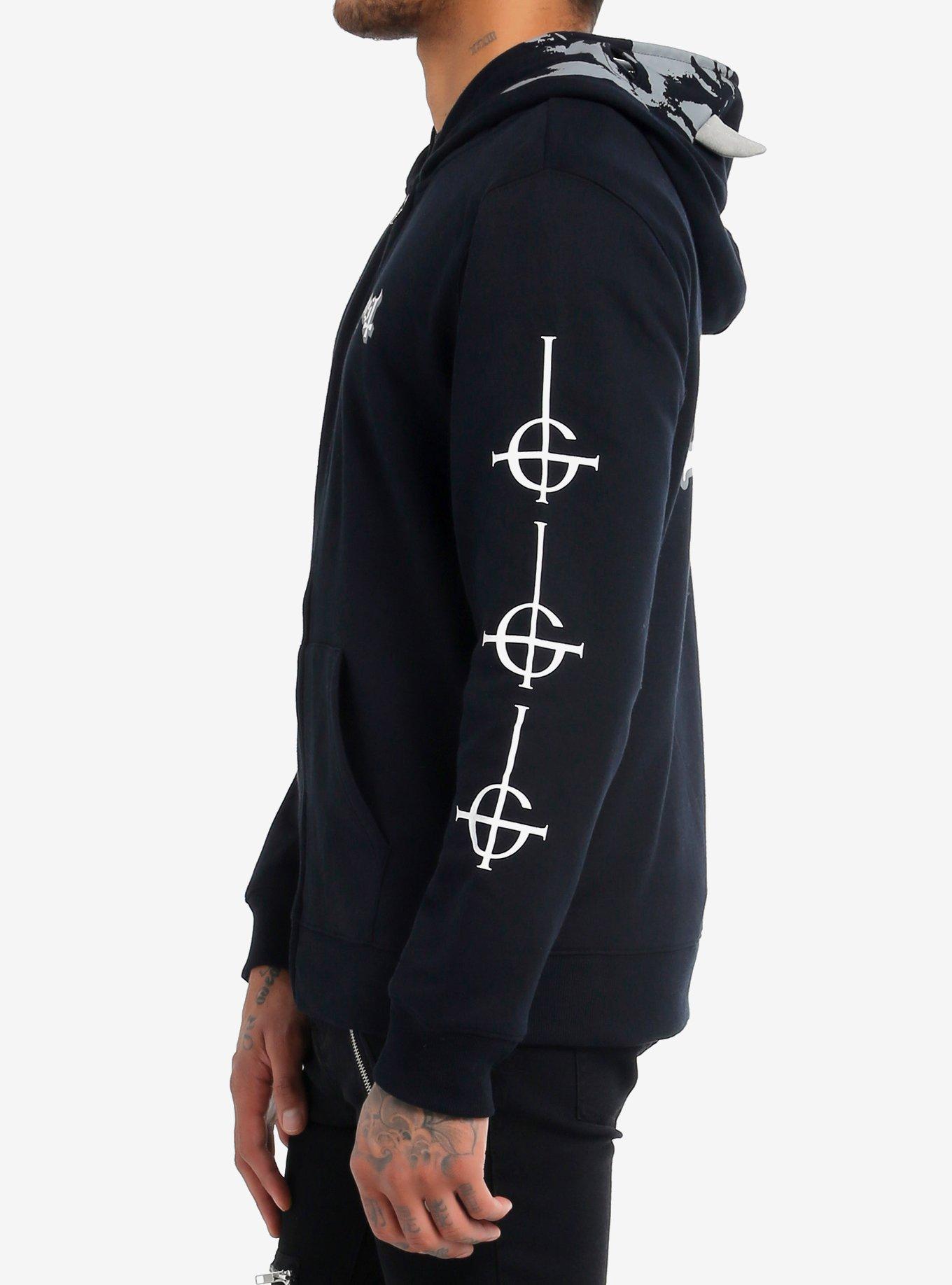 Ghost Ghoul Grucifix Hoodie, BLACK, alternate