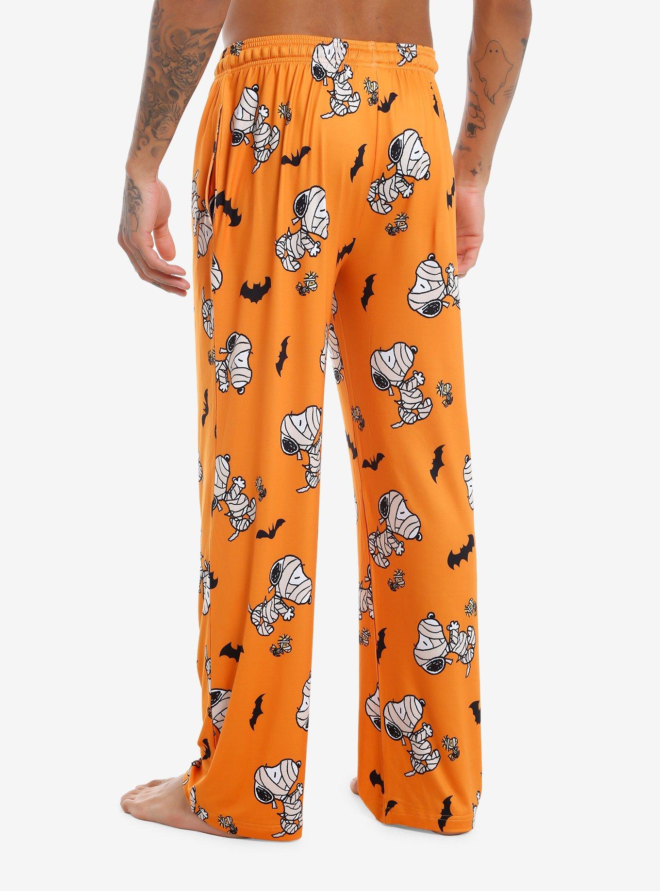 Peanuts Snoopy & Woodstock Mummy Halloween Pajama Pants, ORANGE, alternate