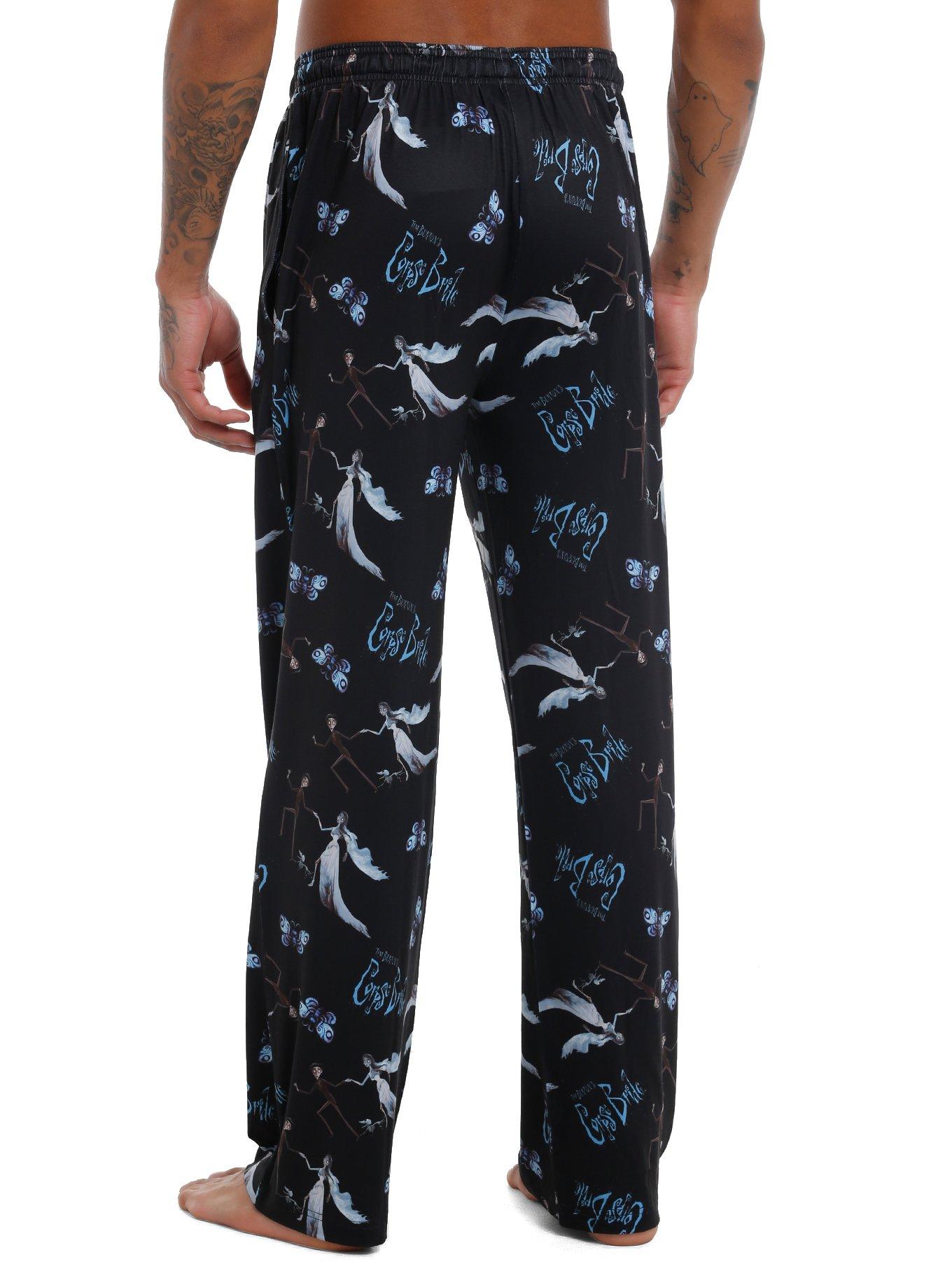 Corpse Bride Victor & Emily Pajama Pants, BLACK, alternate