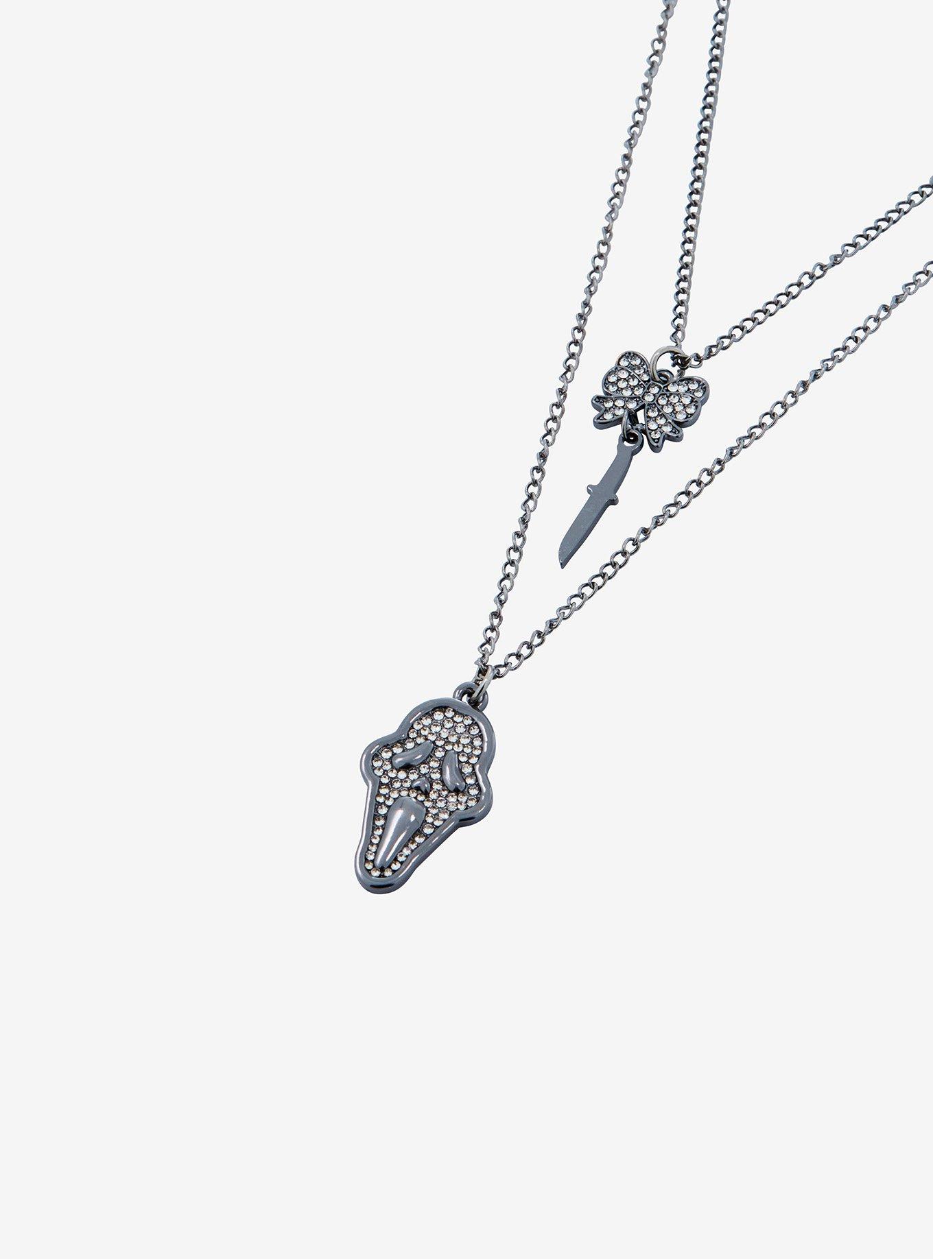 Scream Ghost Face Mask Bow Bling Necklace Set, , alternate