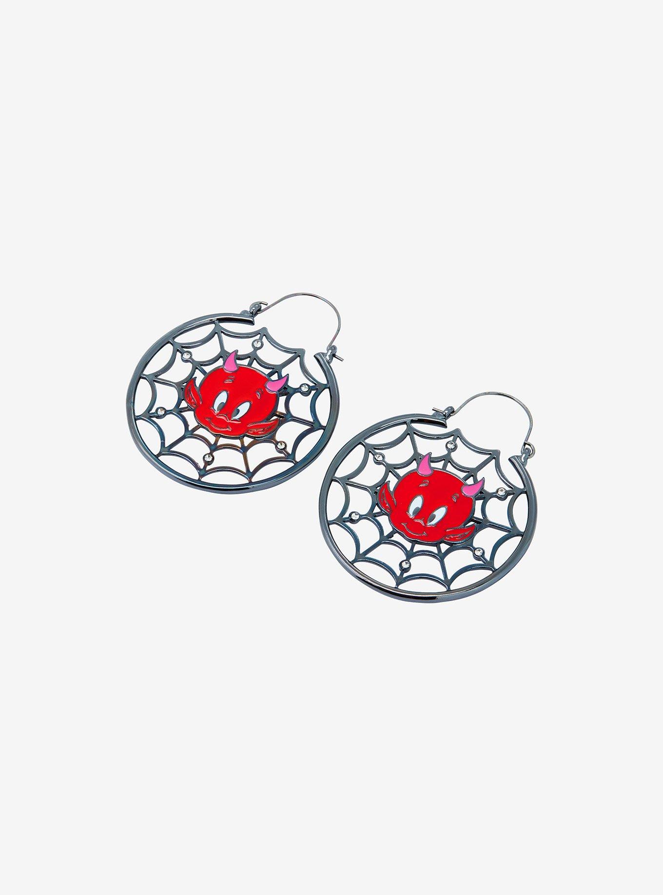 Hot Stuff The Little Devil Spiderweb Hoop Earrings