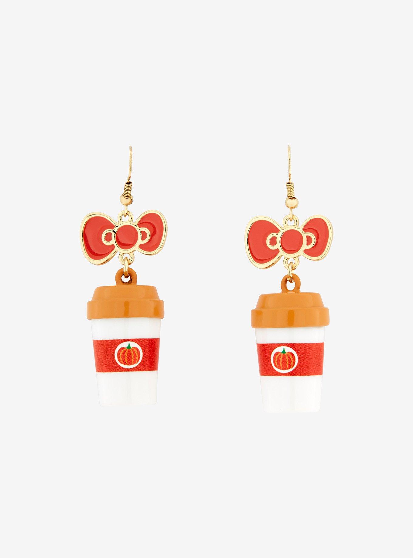 Hello Kitty Pumpkin Spice Latte Bow Earrings