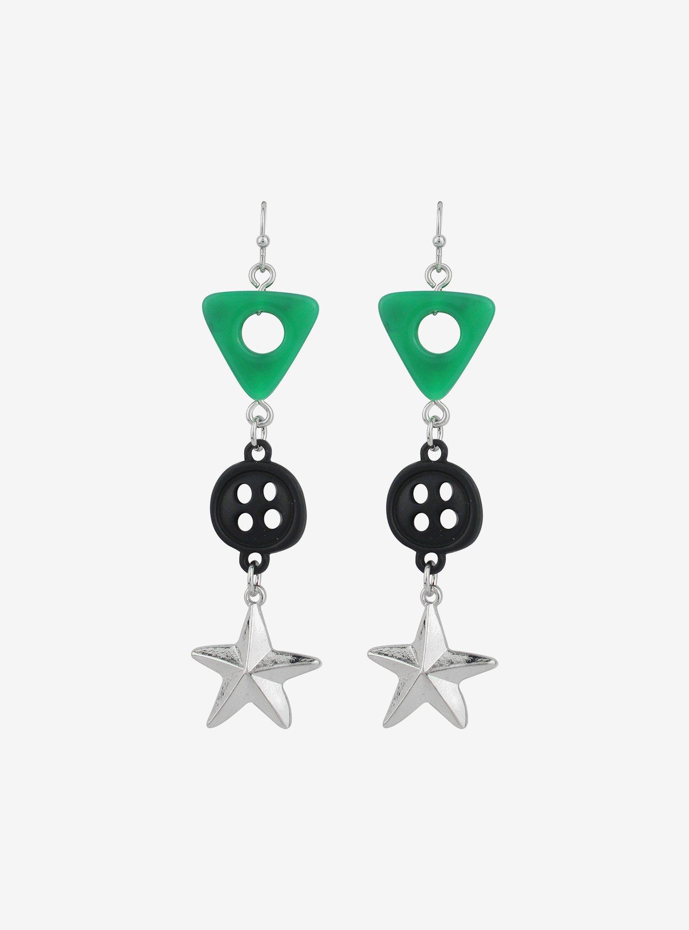 Coraline Stone Button Star Drop Earrings