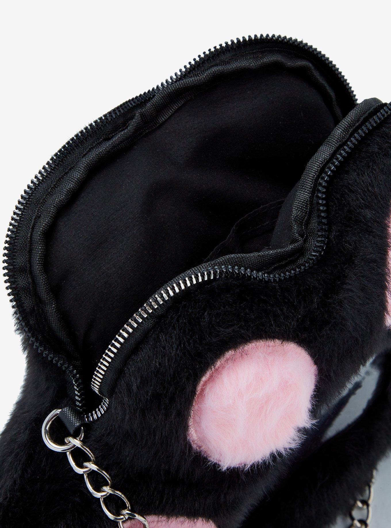 Black & Pink Paw Print Pin Collector Crossbody Bag, , alternate