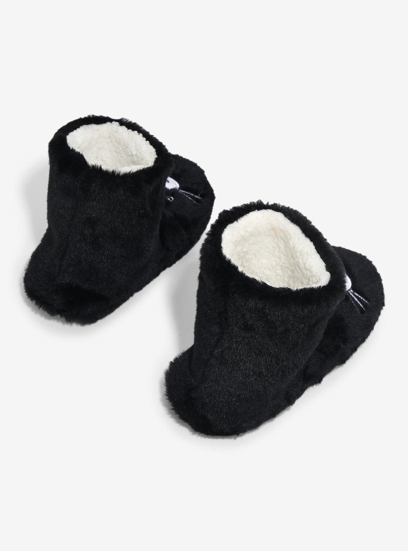 Black Cat Plush Bootie Slippers, , hi-res