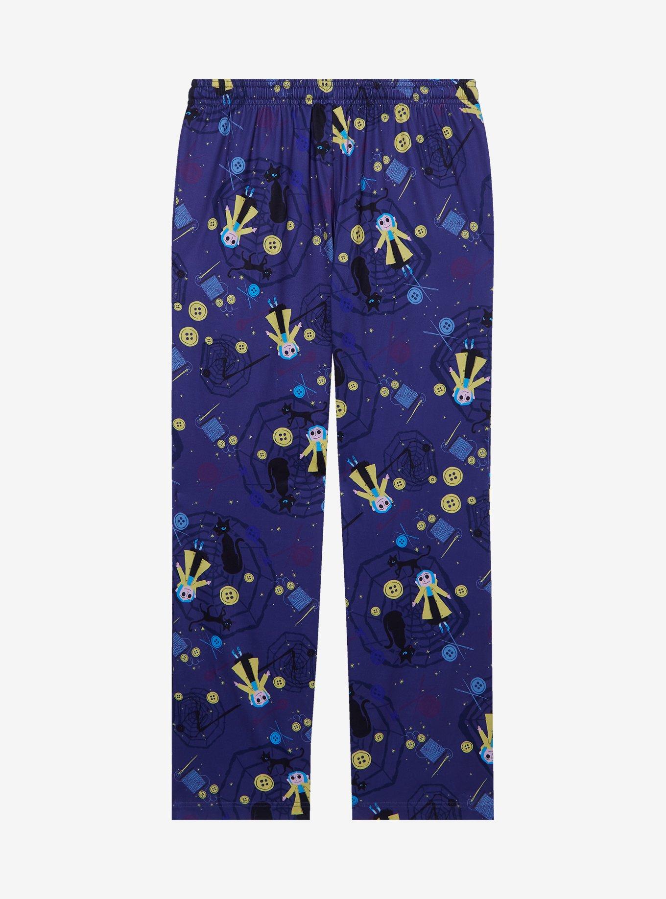 Coraline Buttons & Coraline Doll Allover Print Sleep Pants - BoxLunch Exclusive, PURPLE, alternate