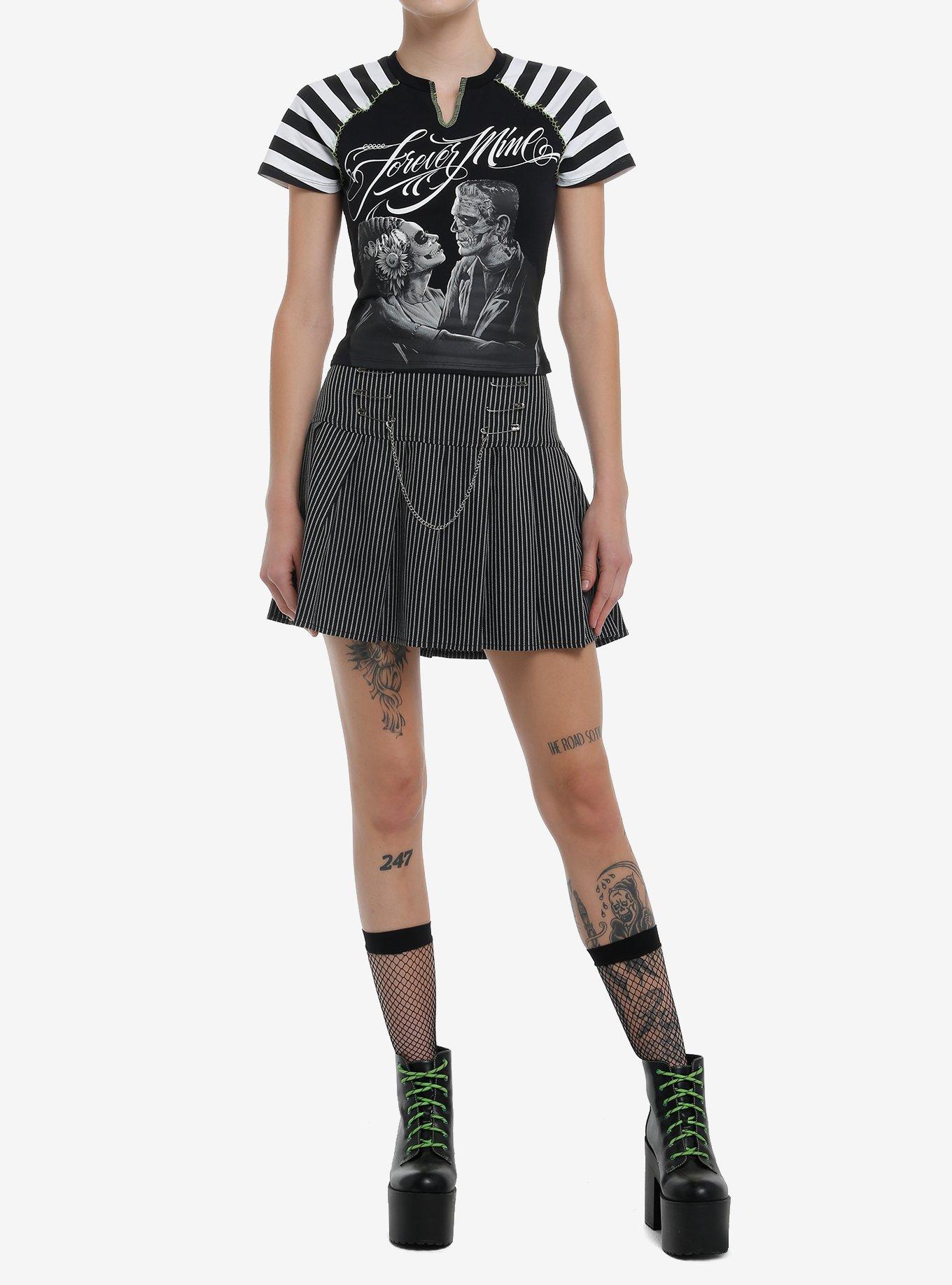 Universal Monsters X Maxx242 Frankenstein & The Bride Of Frankenstein Forever Mine Raglan Top, BLACK  WHITE, alternate