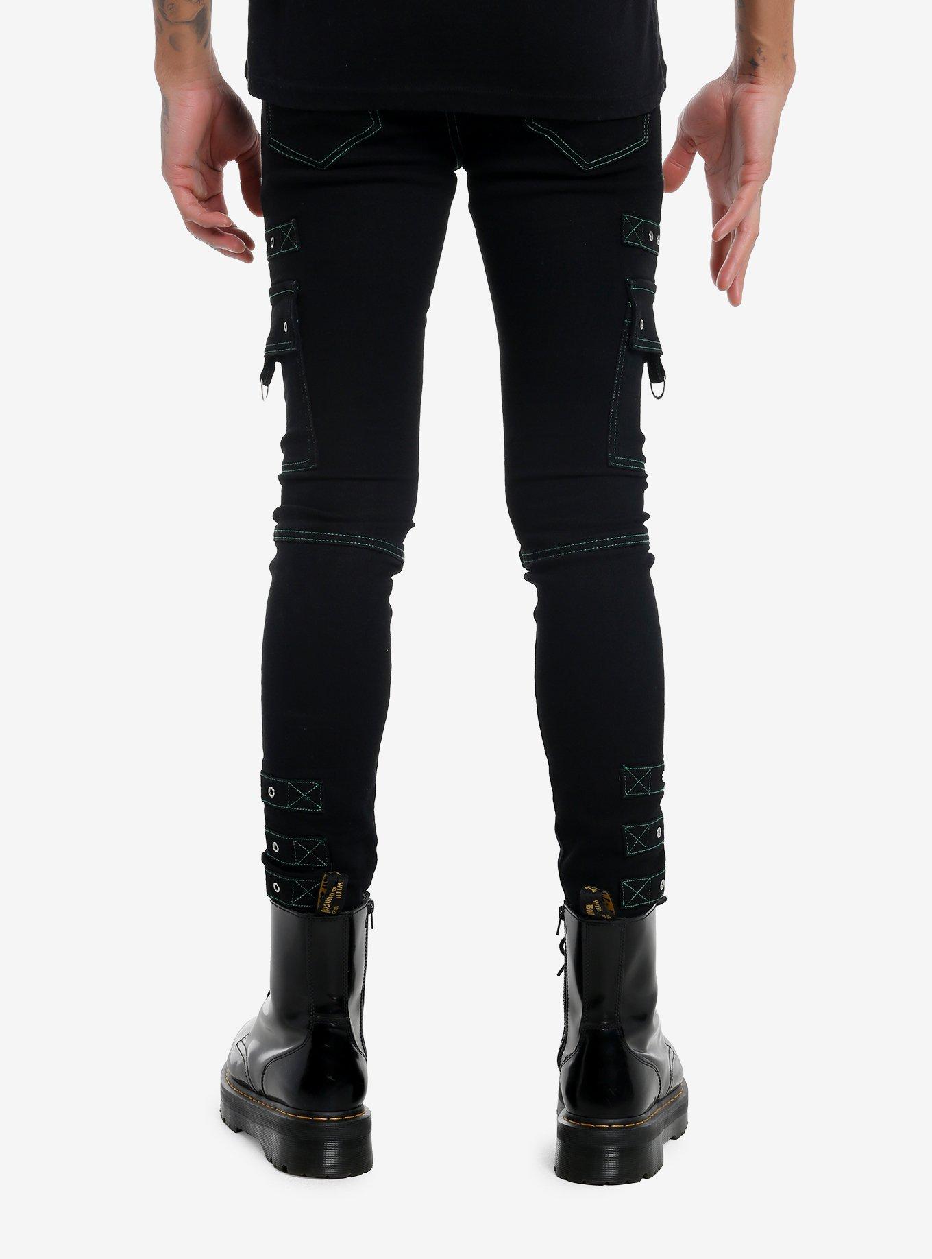 Social Collision Black Grommet Contrast Stitch Stinger Jeans, , hi-res