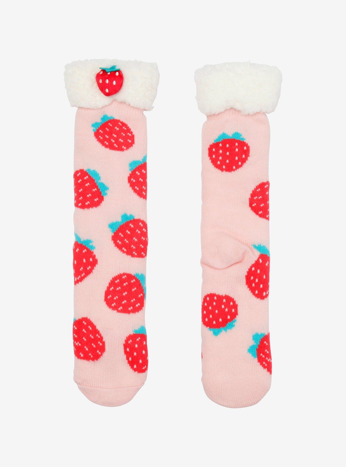 Strawberry Plush Cozy Slipper Socks, , hi-res