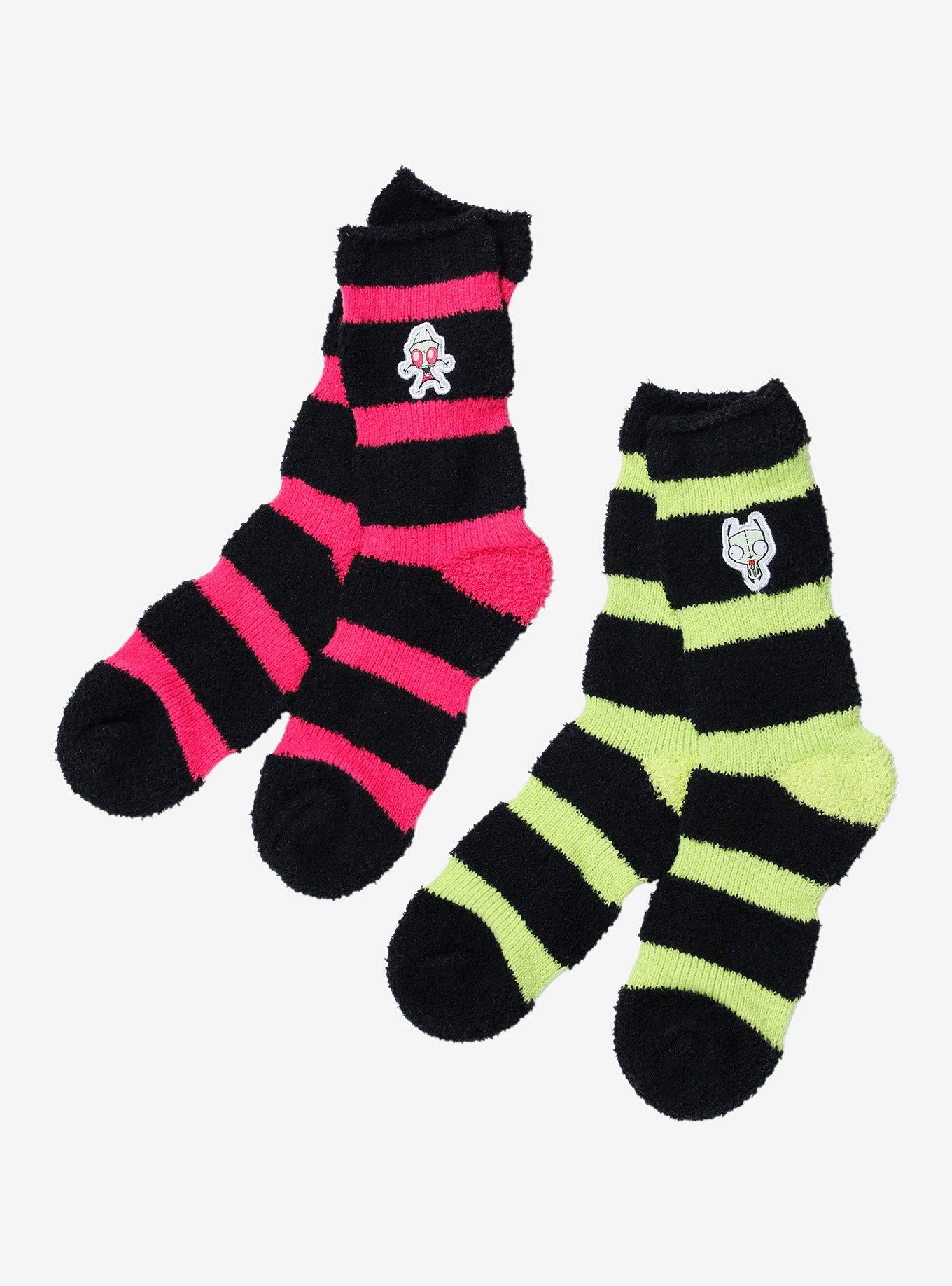 Invader Zim GIR Stripe Fuzzy Crew Socks 2 Pair, , hi-res