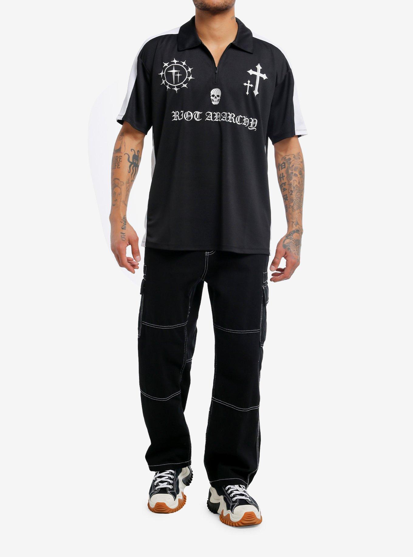 Social Collision Riot Anarchy Quarter-Zip Polo Shirt, , hi-res