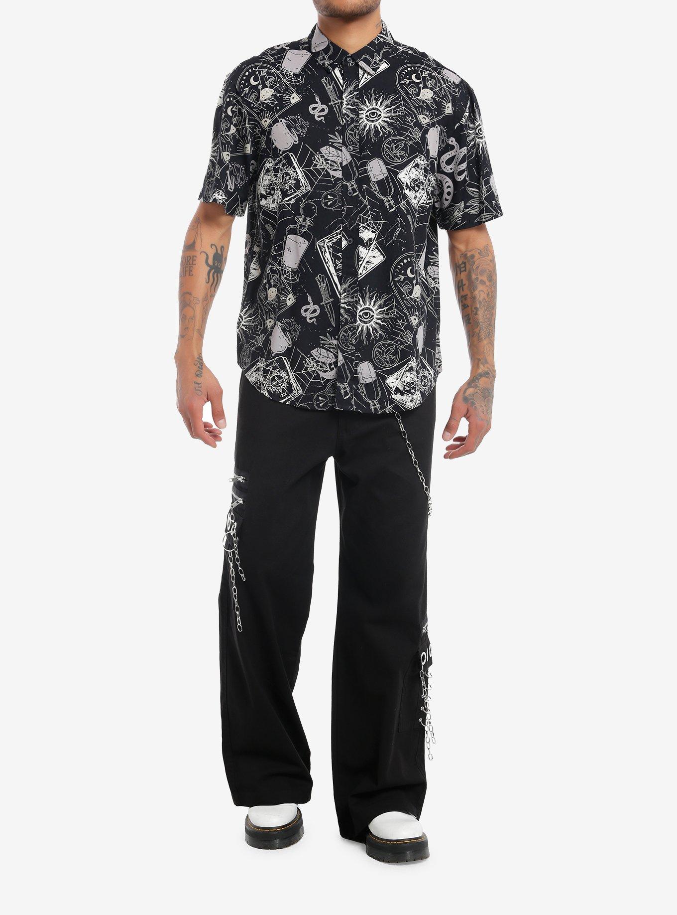 Cosmic Witchy Icons Woven Button-Up