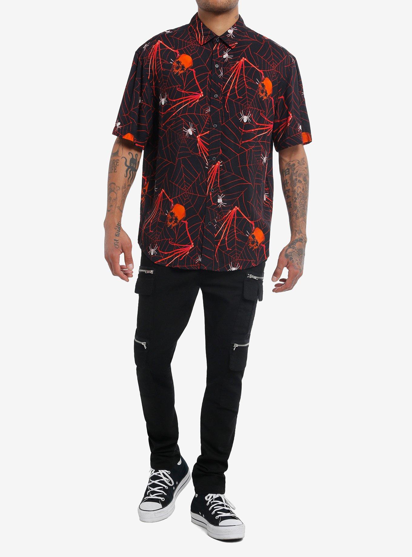 Skull Bats Allover Print Woven Button-Up, , hi-res