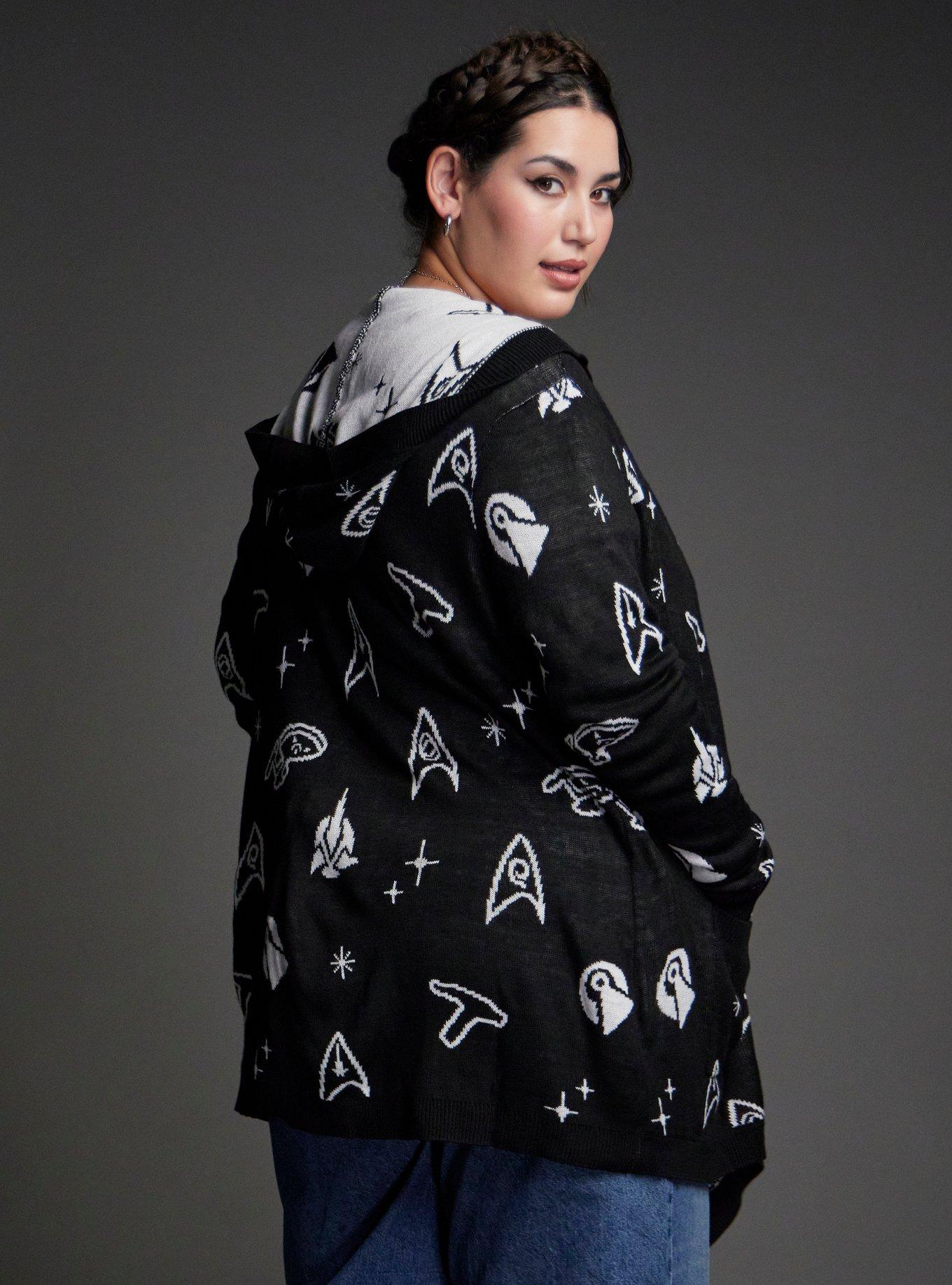 Her Universe Star Trek Icons Hooded Cardigan Plus Size Her Universe Exclusive, BLACK  WHITE, alternate