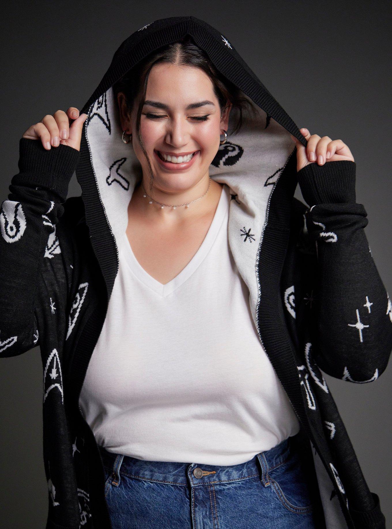 Her Universe Star Trek Icons Hooded Cardigan Plus Size Her Universe Exclusive, BLACK  WHITE, alternate