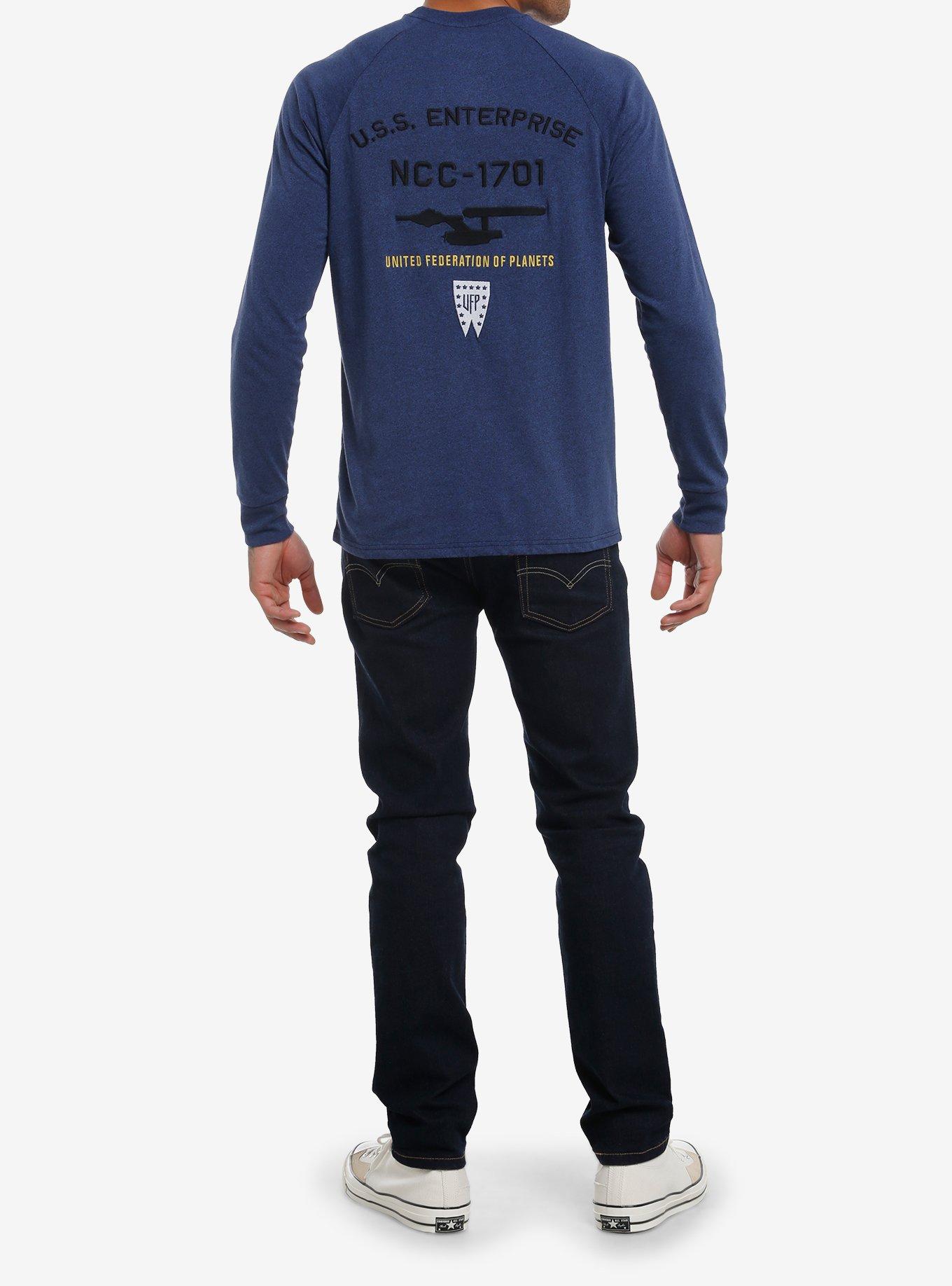 Our Universe Star Trek Enterprise Long-Sleeve T-Shirt Our Universe Exclusive, NAVY  ATHLETIC HEATHER, alternate