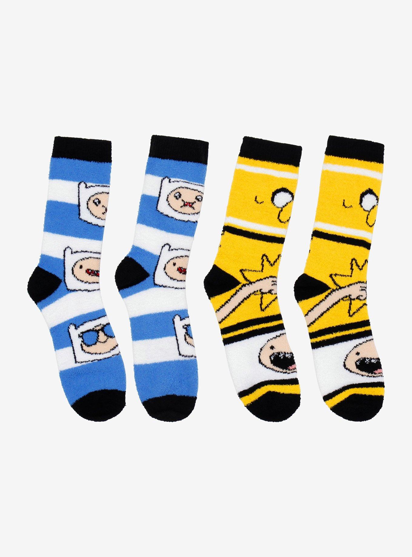 Adventure Time Jake & Finn Stripe Cozy Socks 2 Pair, , hi-res