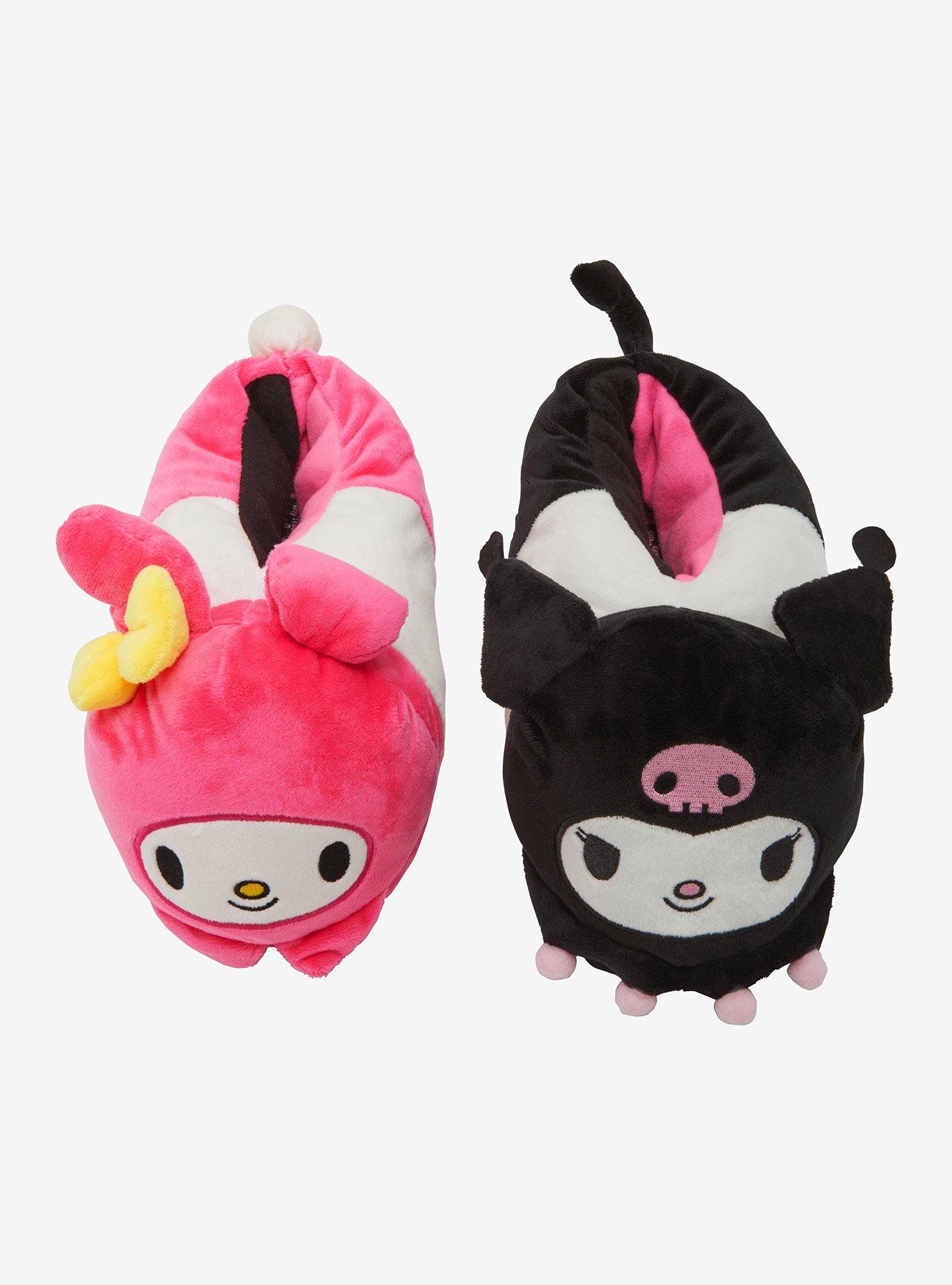 My Melody & Kuromi Mismatch Plush Slippers, MULTI, alternate
