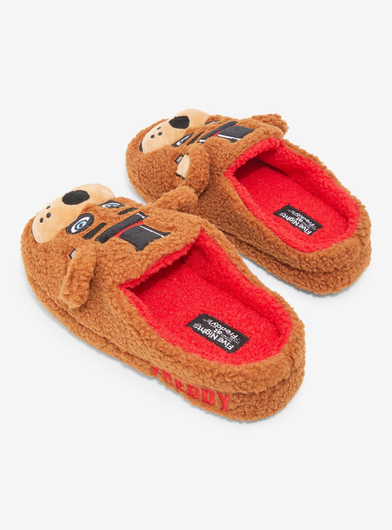 Five Nights At Freddy's Freddy Fazbear Fuzzy Plush Slippers Hot Topic Exclusive, MULTI, alternate