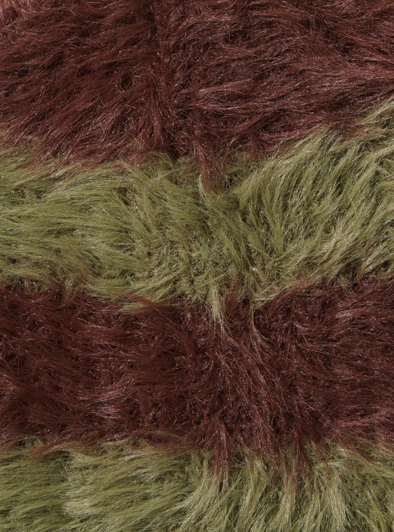 Brown & Green Stripe Fuzzy Beanie, , hi-res
