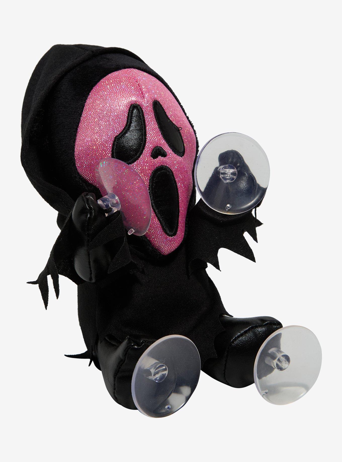 Ghost Face Pink Glitter Plush Window Clinger