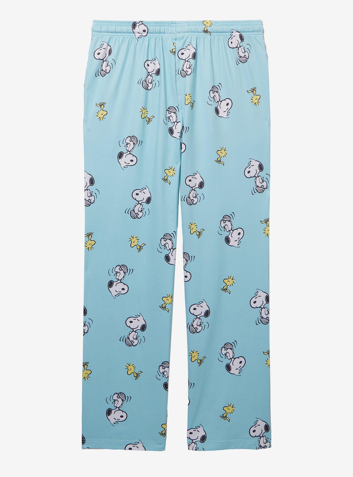 Peanuts Snoopy & Woodstock Allover Print Sleep Pants &mdash; BoxLunch Exclusive, LIGHT BLUE, alternate