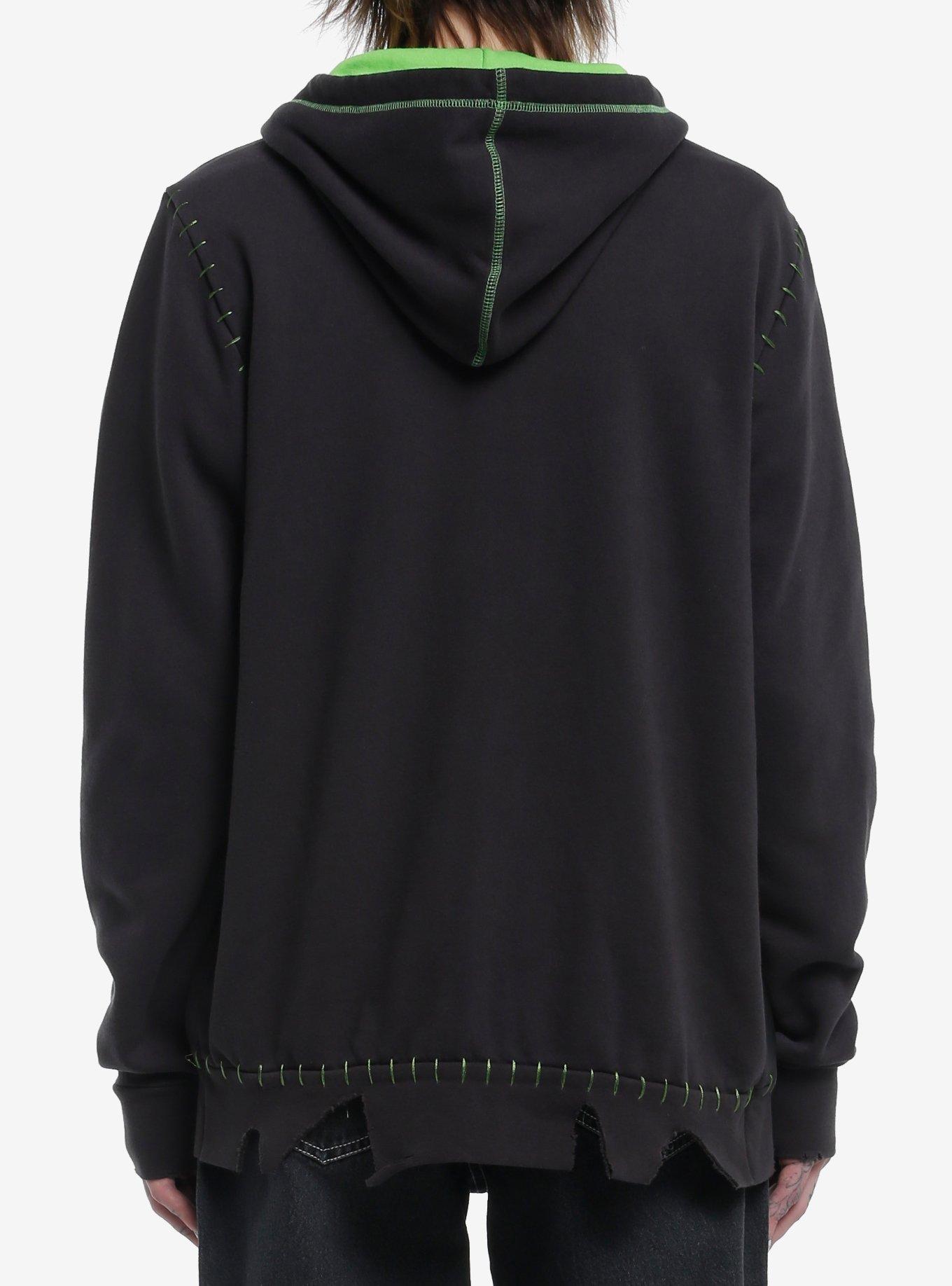 Universal Monsters X Maxx242 Frankenstein Stay Creepy Contrast Stitch Hoodie Hot Topic Exclusive, GREEN, alternate