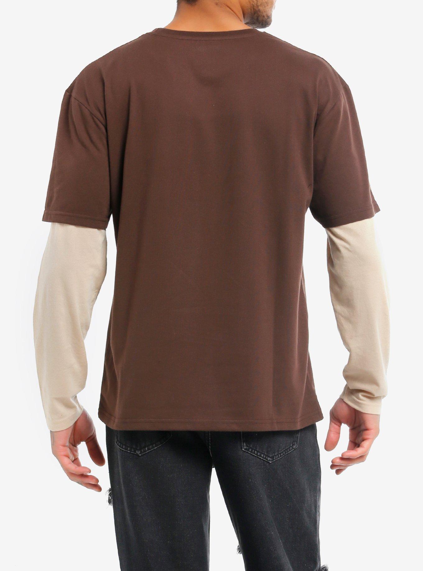 Winged Skull Brown Twofer Long-Sleeve T-Shirt, , alternate