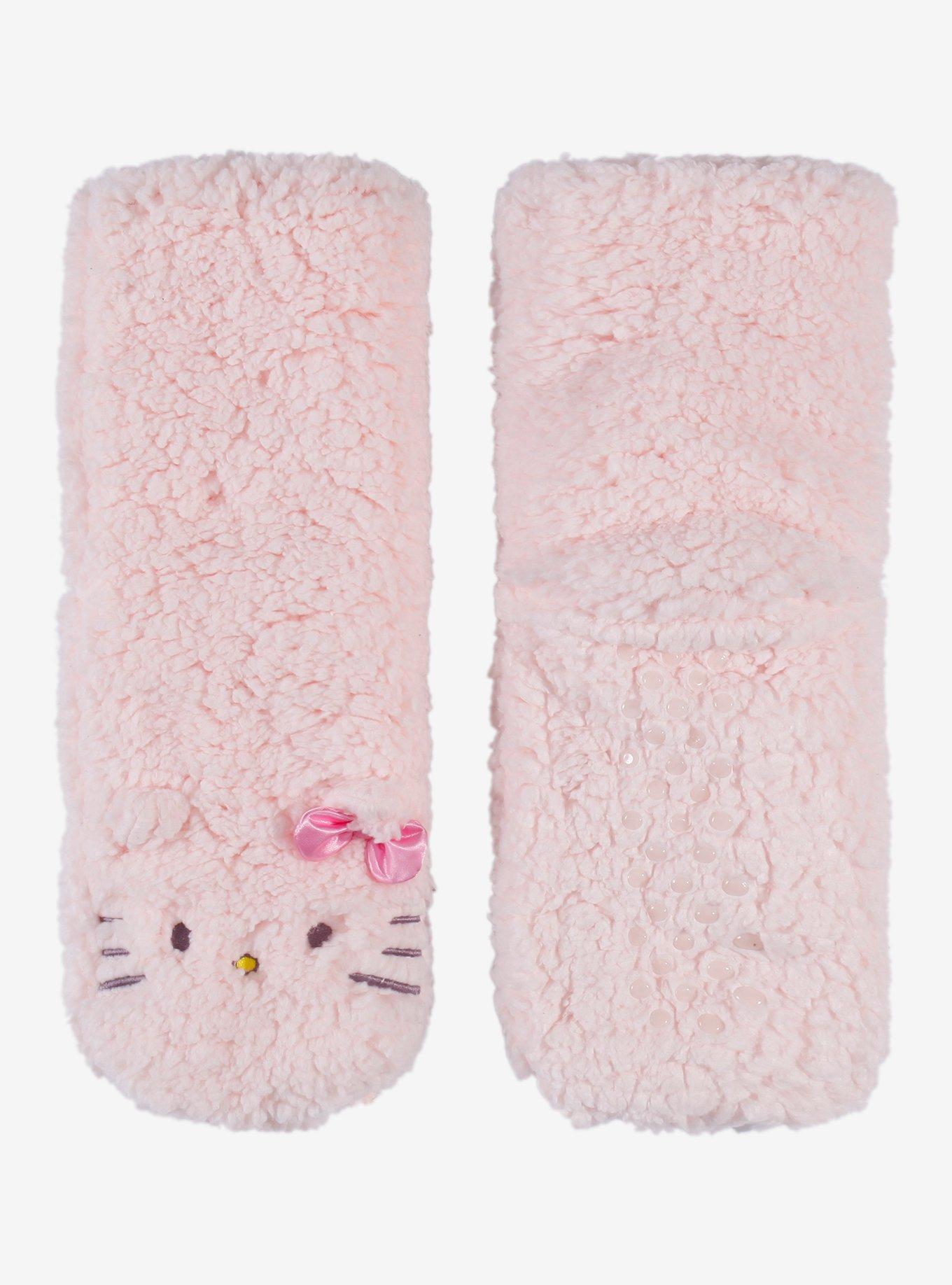 Hello Kitty Pastel Pink Sherpa Slipper Socks, , hi-res